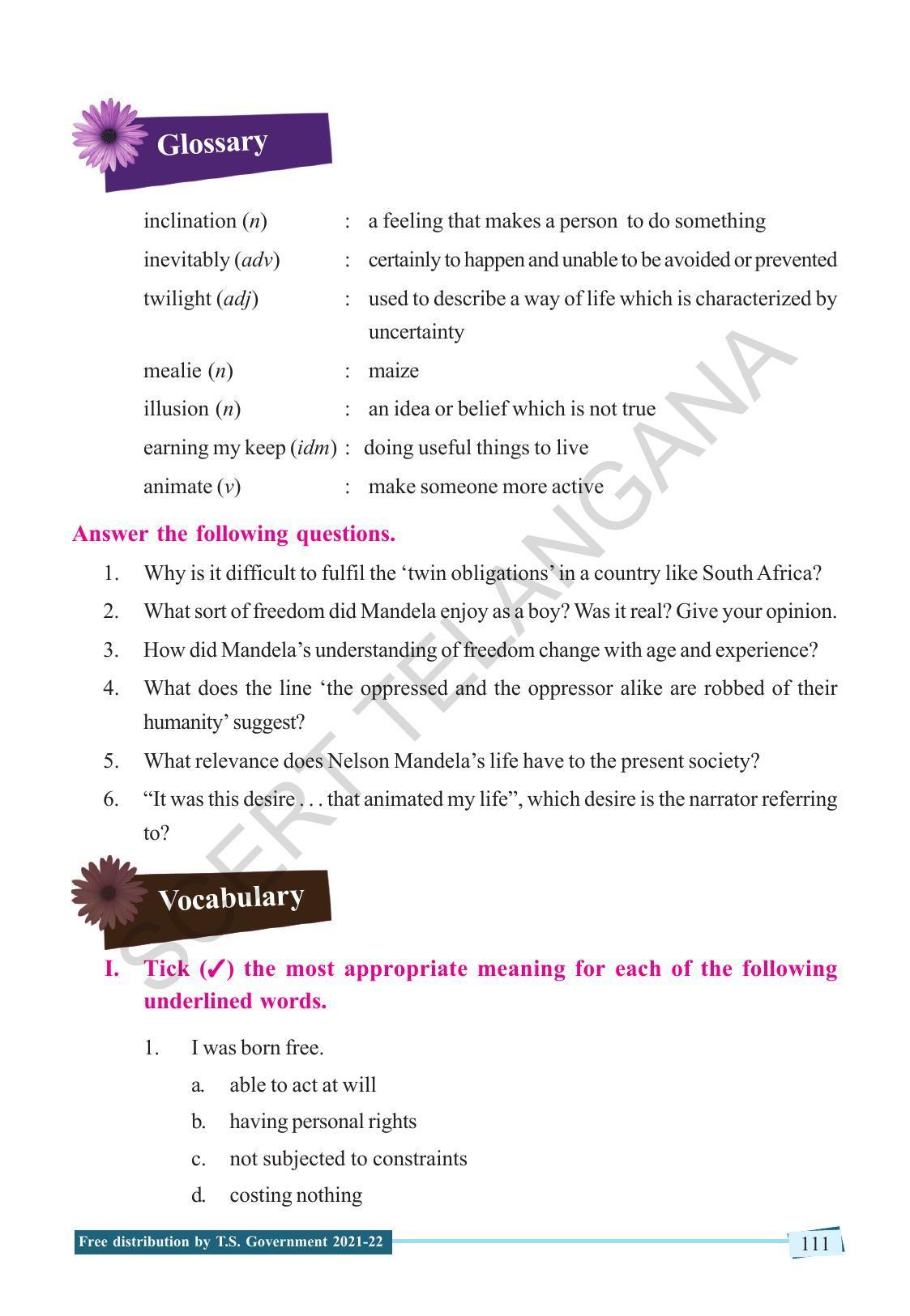 TS SCERT Class 9 English (English Medium) Text Book - Page 121