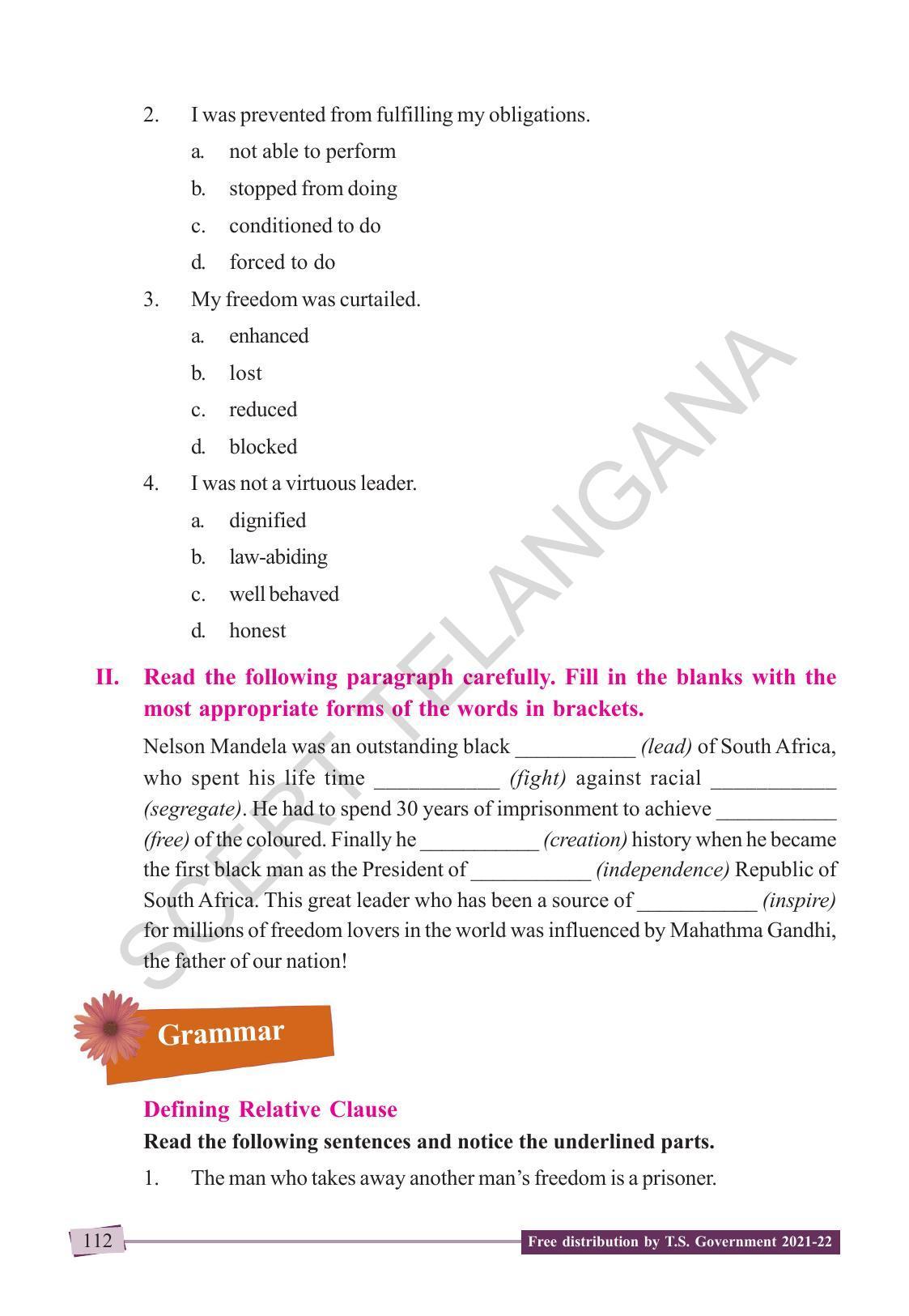 TS SCERT Class 9 English (English Medium) Text Book - Page 122