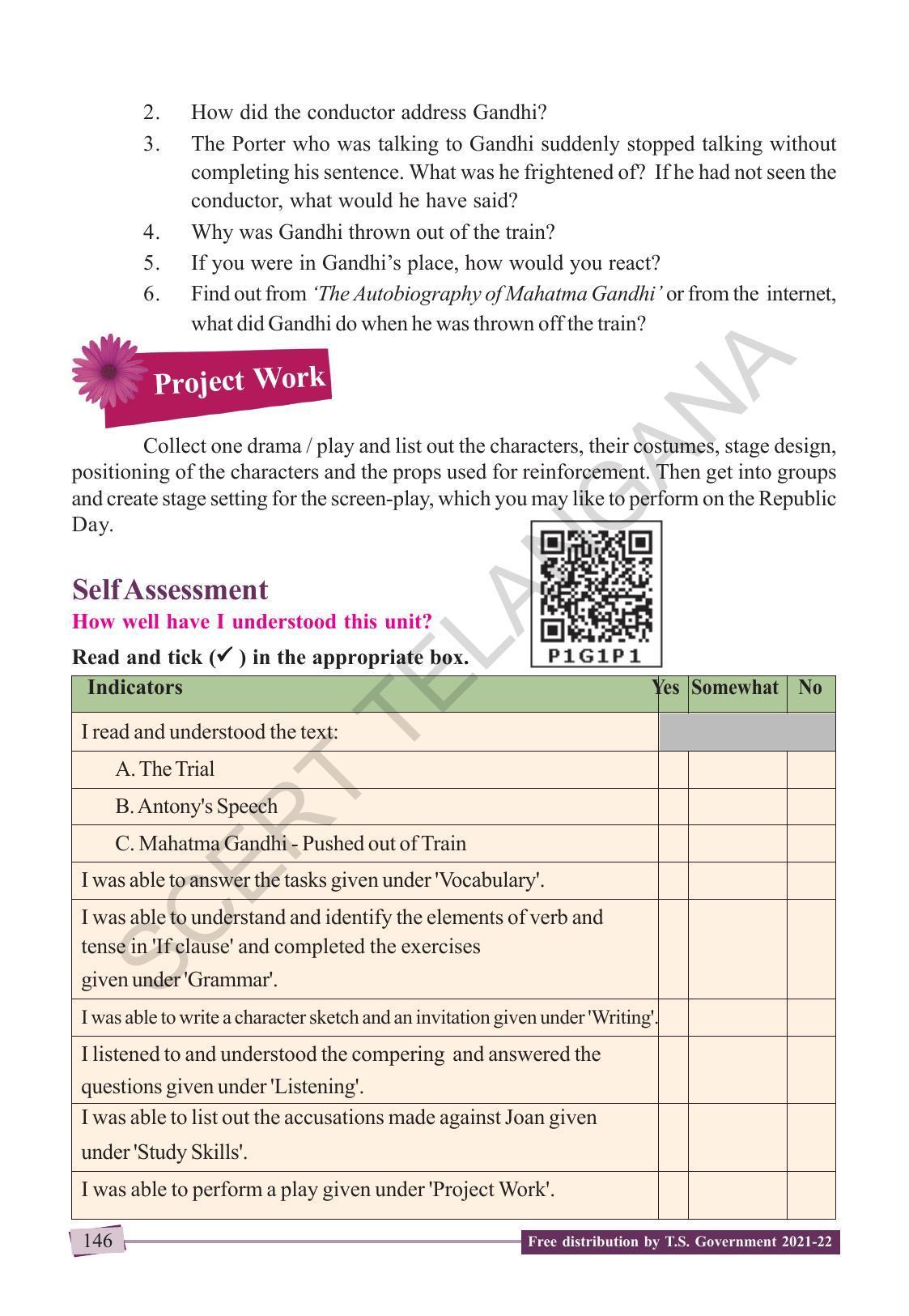 TS SCERT Class 9 English (English Medium) Text Book - Page 156