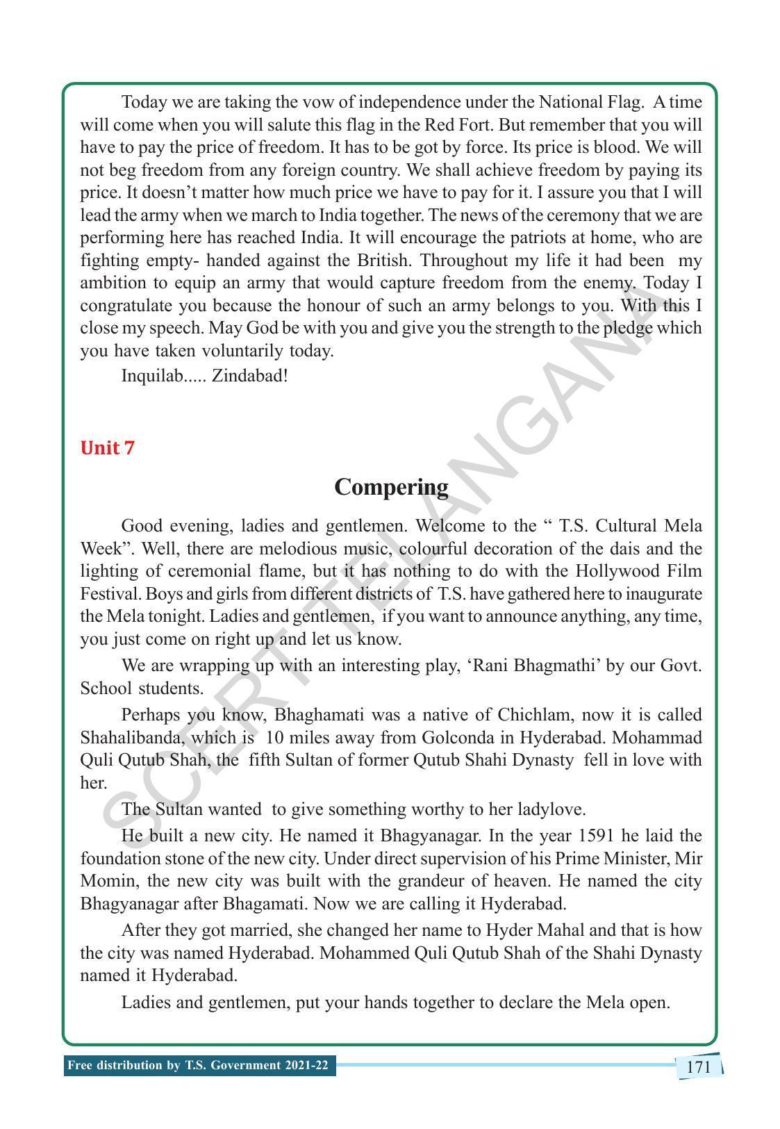 TS SCERT Class 9 English (English Medium) Text Book - Page 181