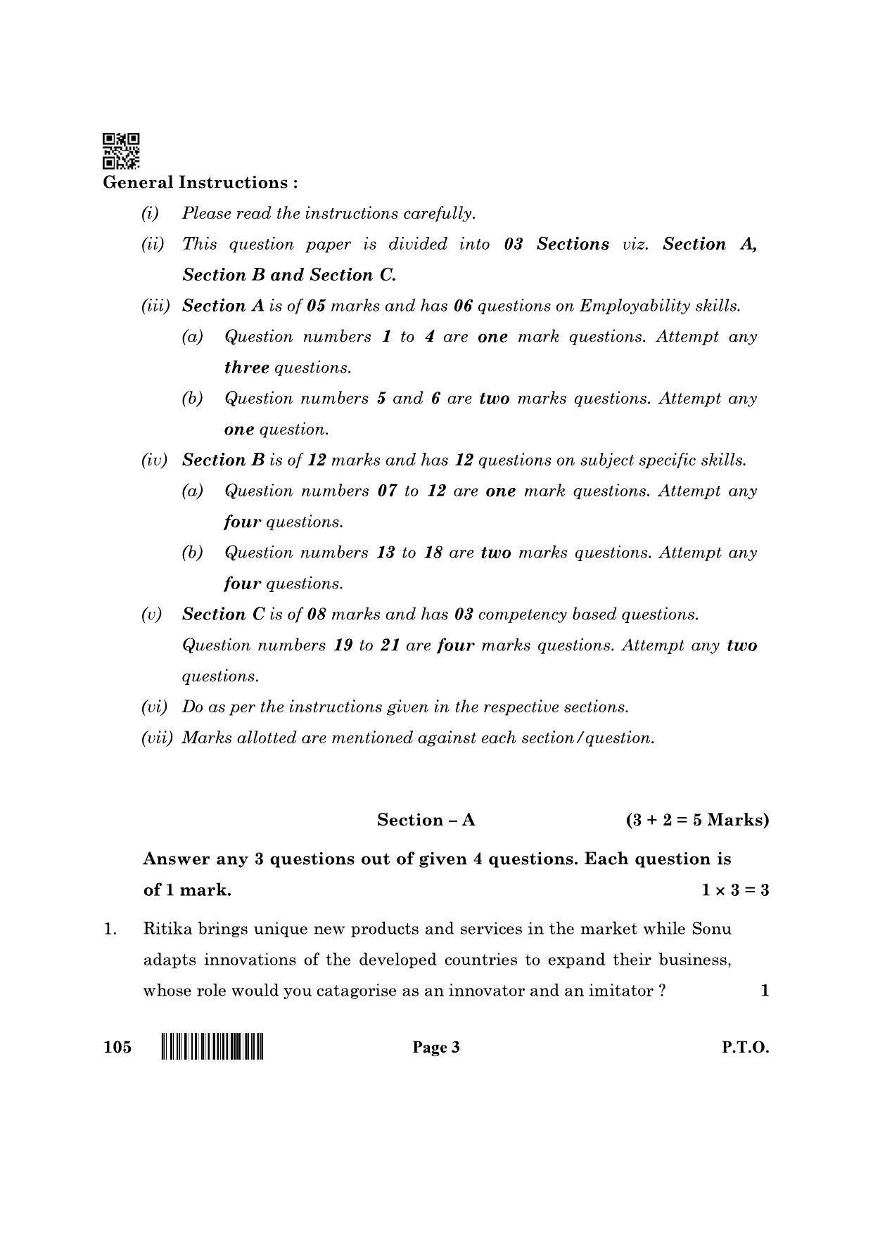 CBSE Class 10 105 Physical Activity Trainer 2022 Question Paper - Page 3