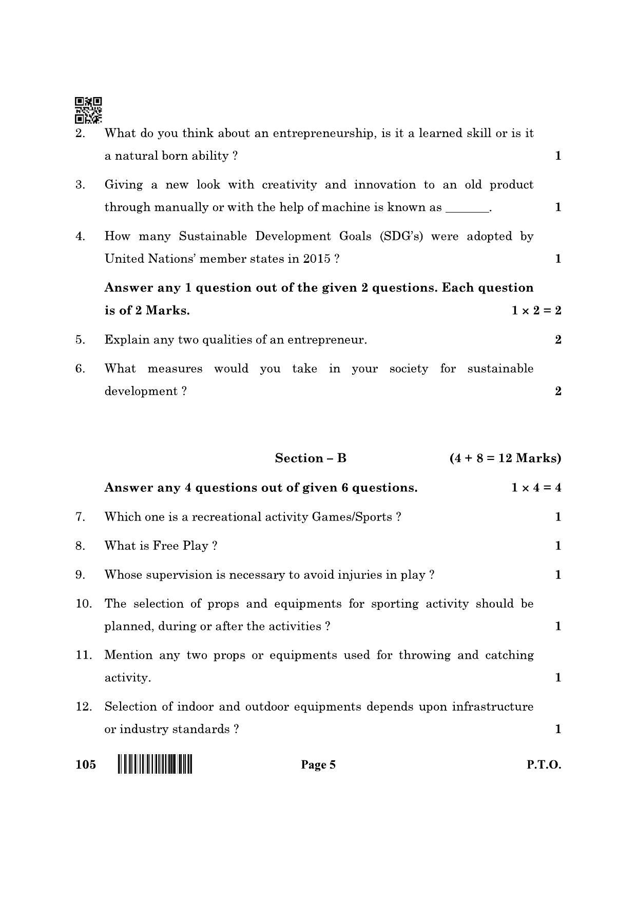 CBSE Class 10 105 Physical Activity Trainer 2022 Question Paper - Page 5
