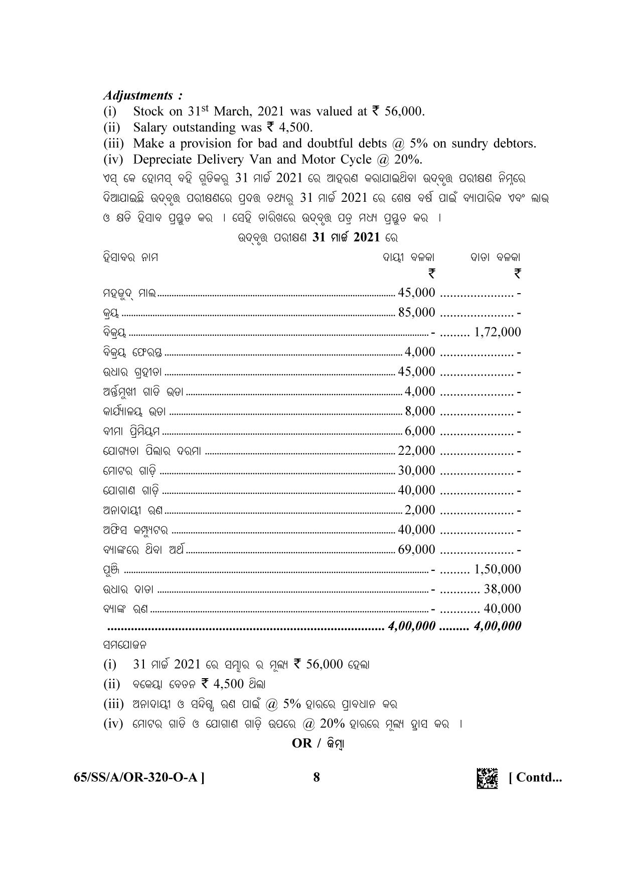 NIOS 2023 Class 12 Odia (Accountancy) Question Paper - Page 8