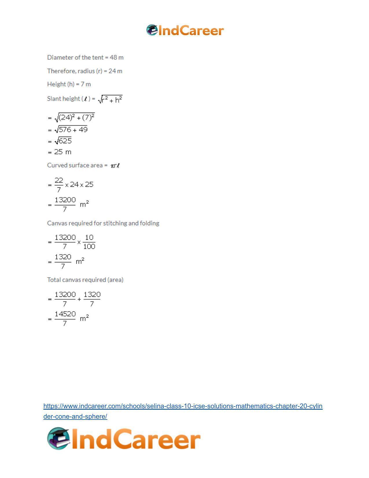 Selina Class 10 ICSE Solutions Mathematics : Chapter 20- Cylinder, Cone and Sphere - Page 37