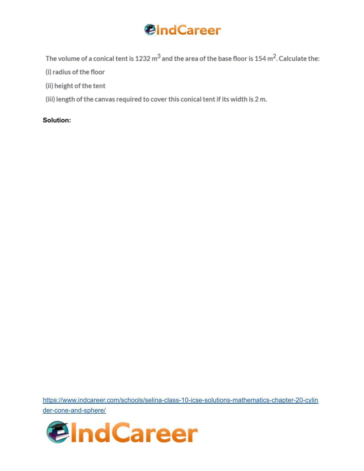 Selina Class 10 ICSE Solutions Mathematics : Chapter 20- Cylinder, Cone and Sphere - Page 43