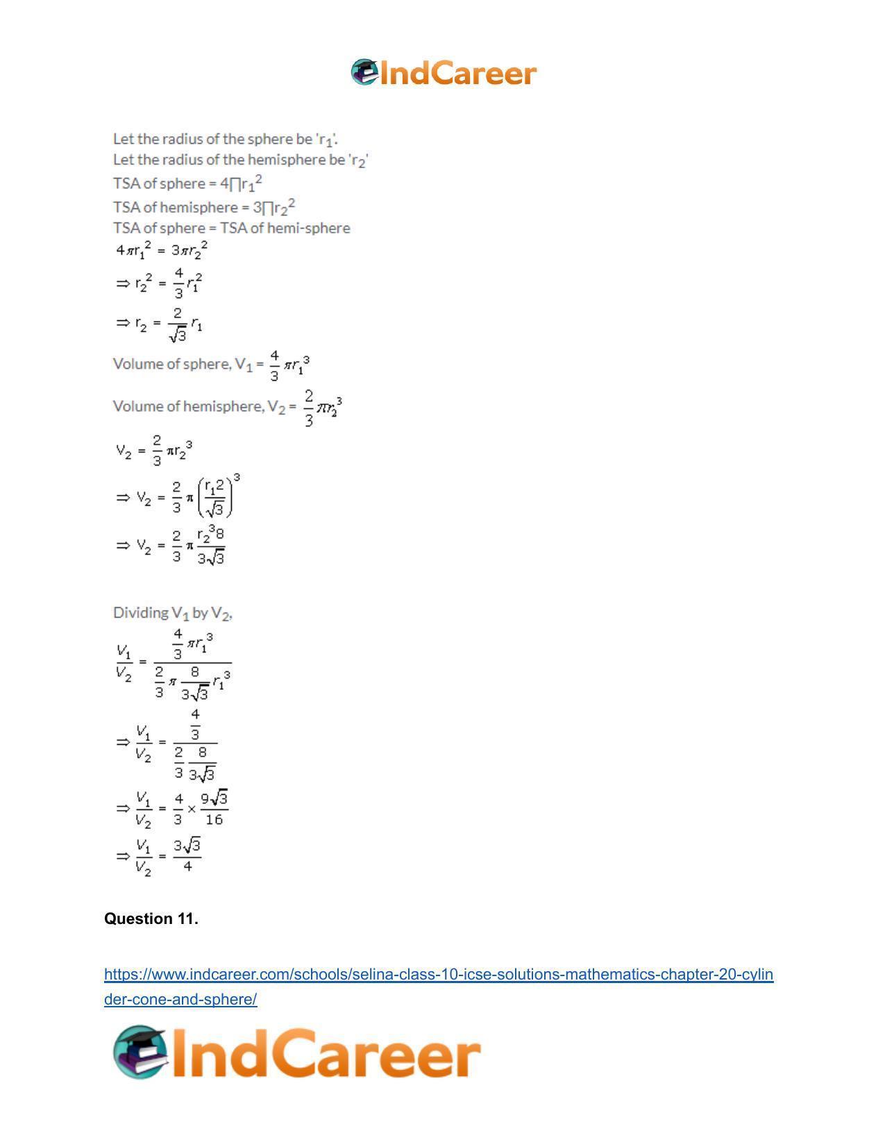 Selina Class 10 ICSE Solutions Mathematics : Chapter 20- Cylinder, Cone and Sphere - Page 53