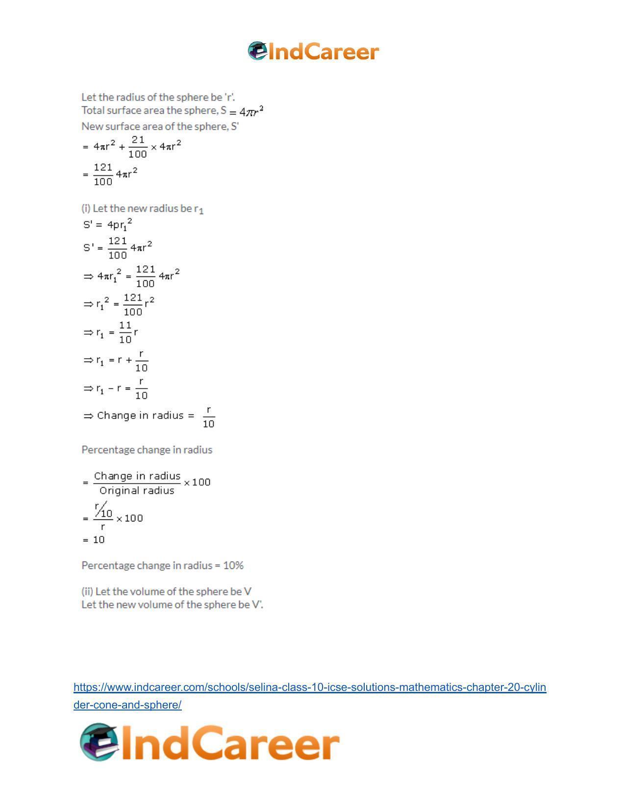 Selina Class 10 ICSE Solutions Mathematics : Chapter 20- Cylinder, Cone and Sphere - Page 55