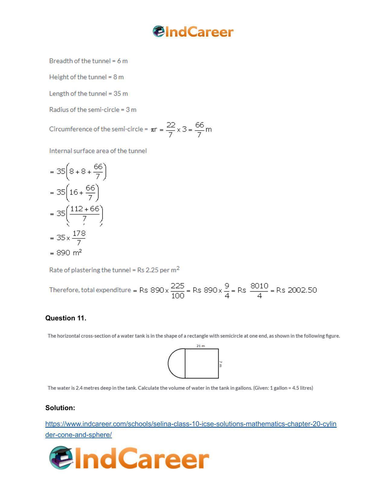 Selina Class 10 ICSE Solutions Mathematics : Chapter 20- Cylinder, Cone and Sphere - Page 90