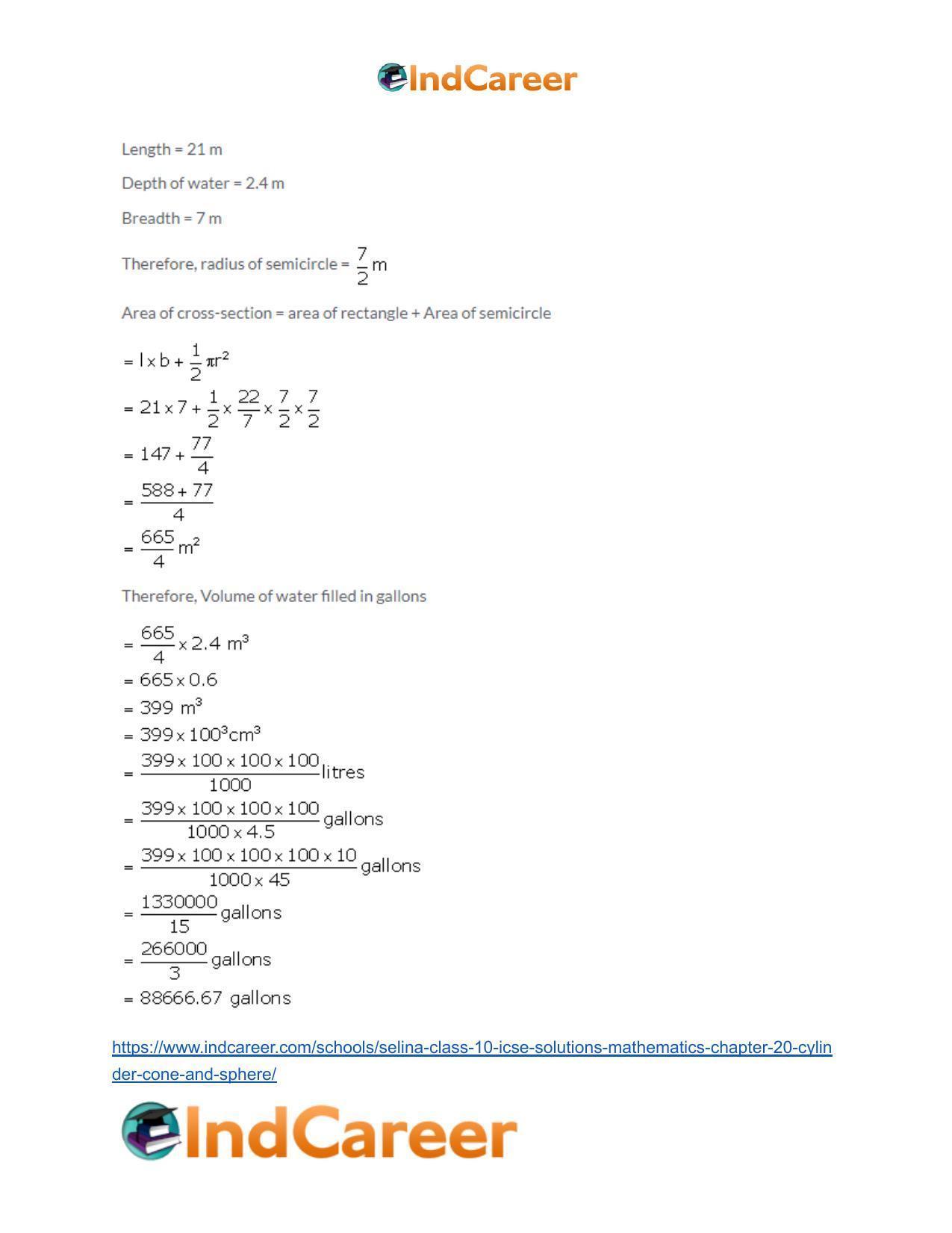 Selina Class 10 ICSE Solutions Mathematics : Chapter 20- Cylinder, Cone and Sphere - Page 91