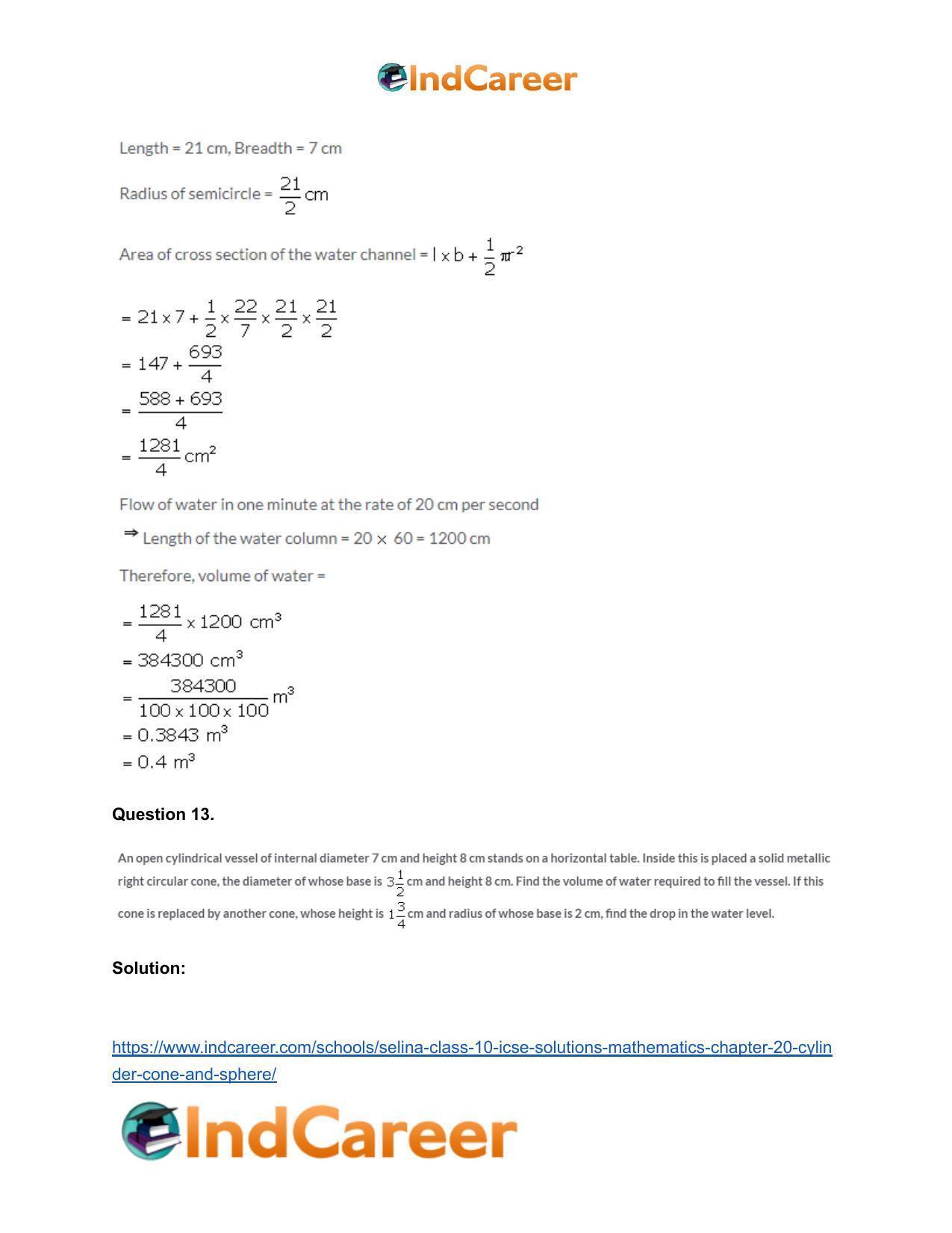 Selina Class 10 ICSE Solutions Mathematics : Chapter 20- Cylinder, Cone and Sphere - Page 93