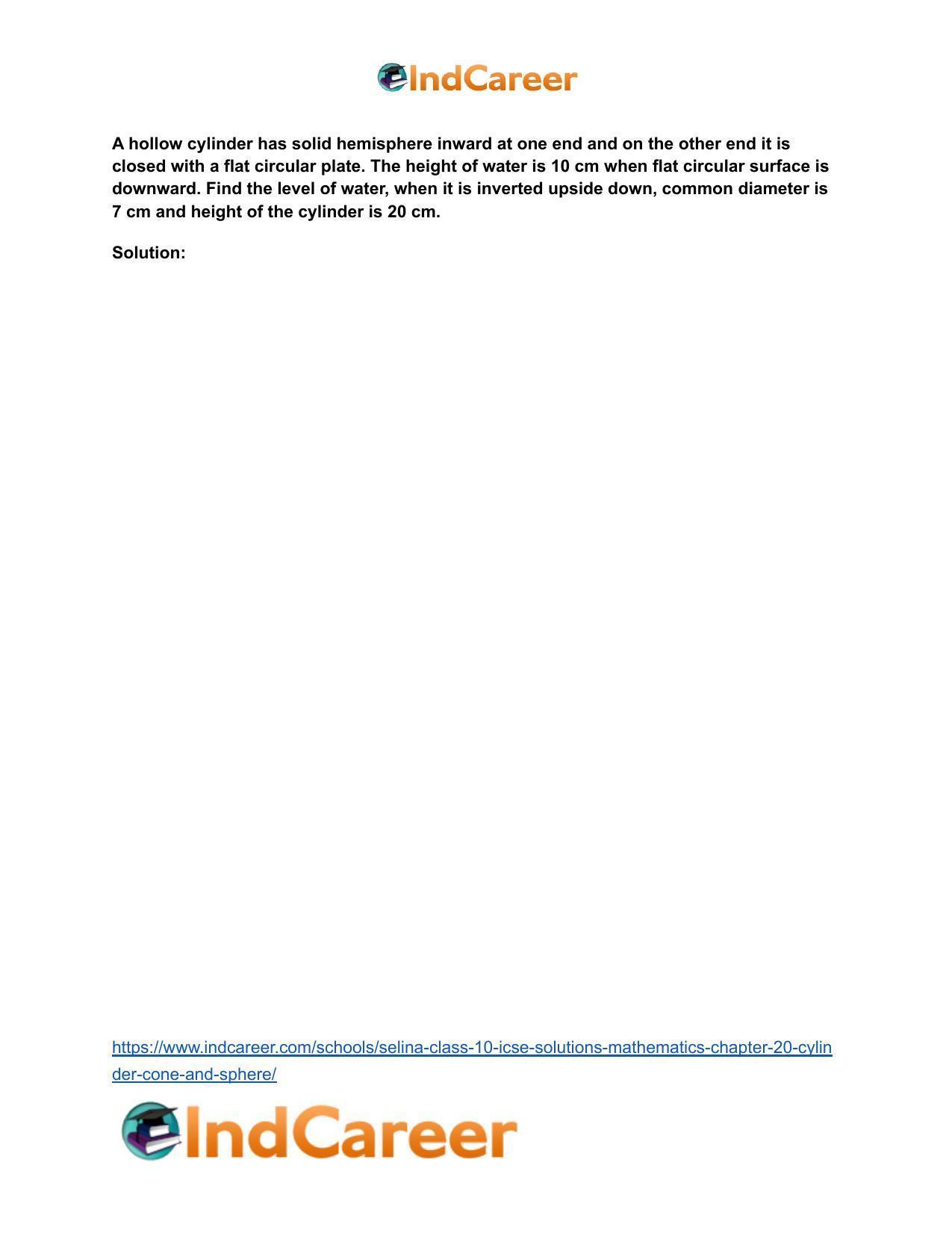 Selina Class 10 ICSE Solutions Mathematics : Chapter 20- Cylinder, Cone and Sphere - Page 97