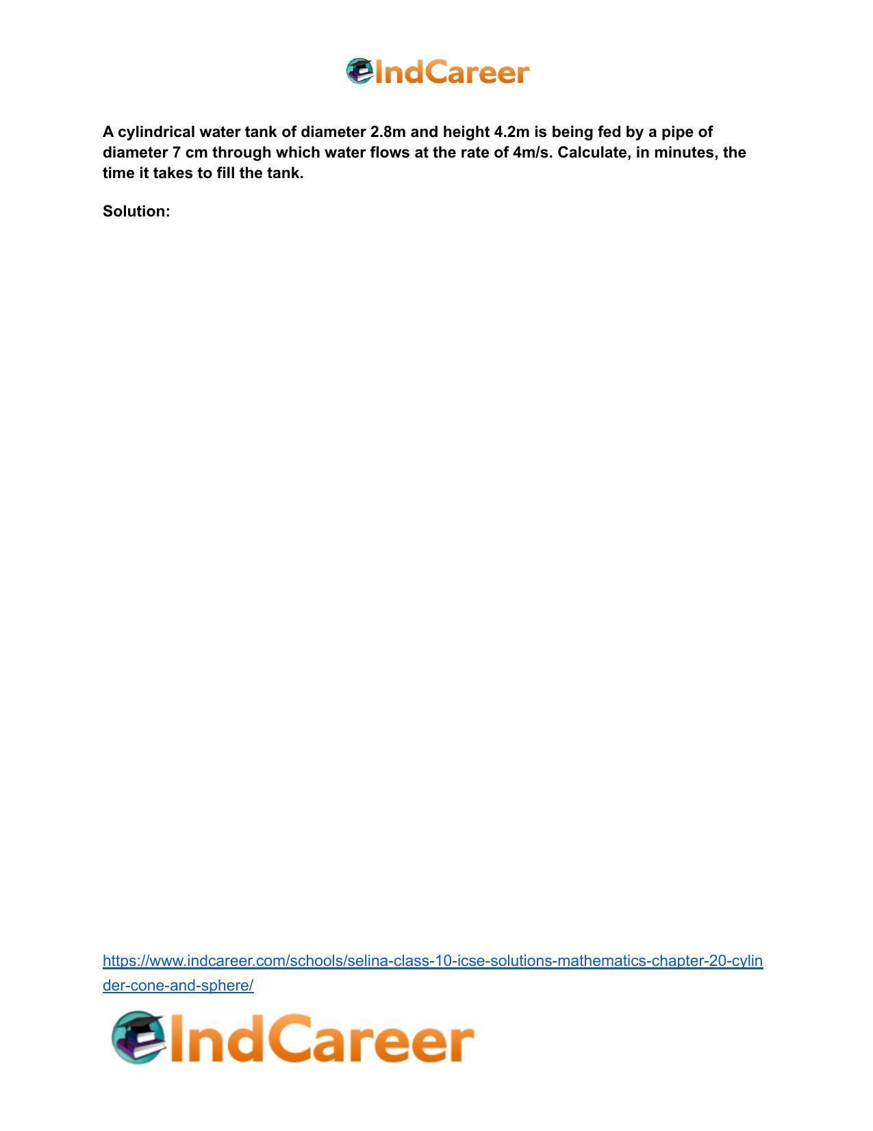 Selina Class 10 ICSE Solutions Mathematics : Chapter 20- Cylinder, Cone and Sphere - Page 107
