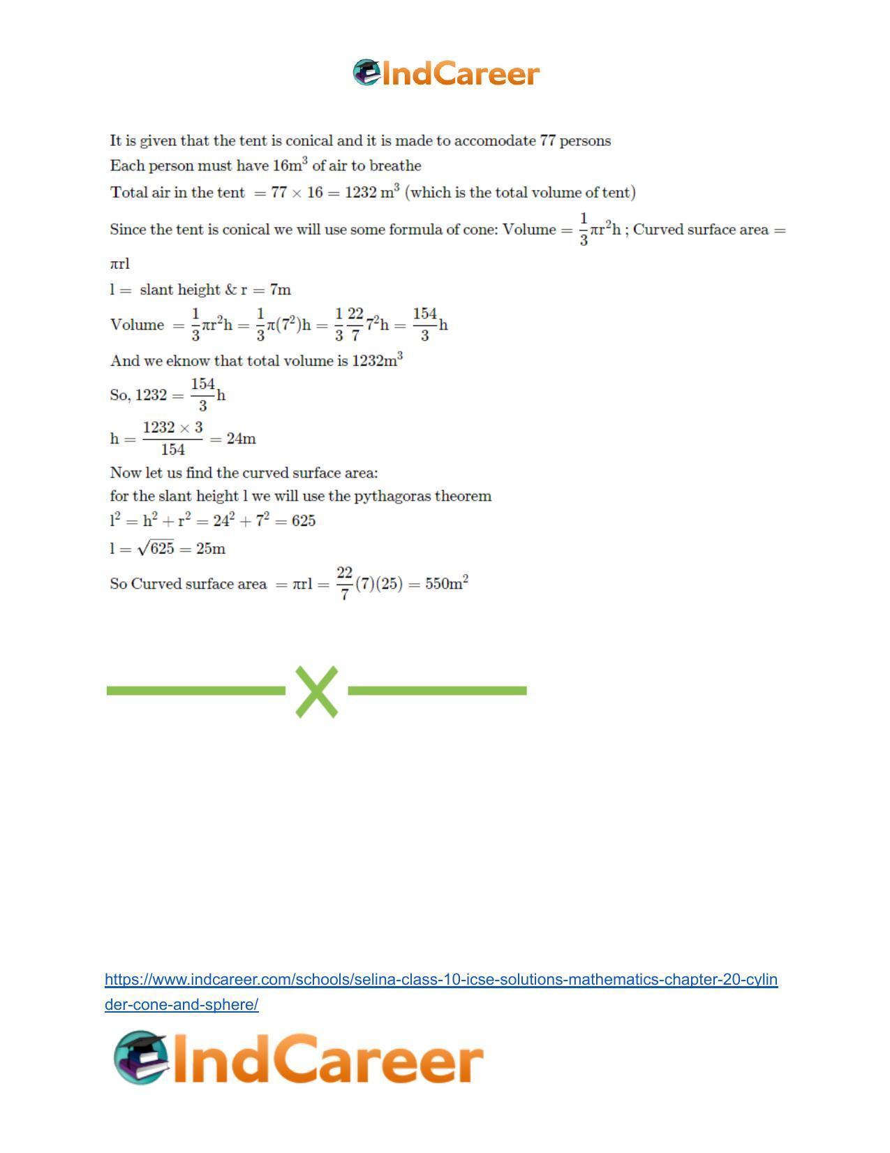 Selina Class 10 ICSE Solutions Mathematics : Chapter 20- Cylinder, Cone and Sphere - Page 124