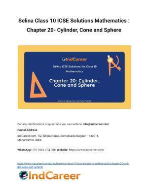 Selina Class 10 ICSE Solutions Mathematics : Chapter 20- Cylinder, Cone and Sphere