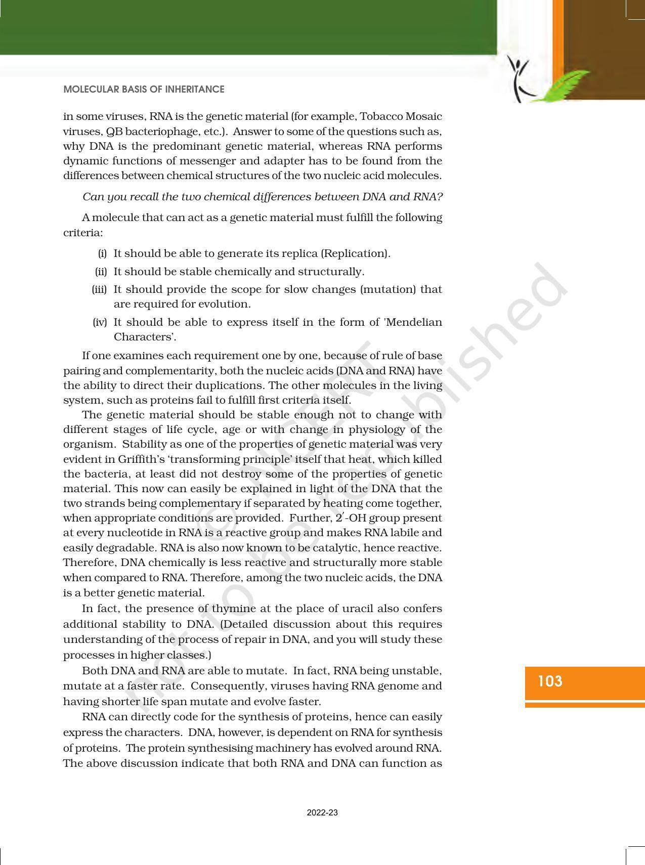 NCERT Book for Class 12 Biology Chapter 6 Molecular Basis of Inheritance - Page 9