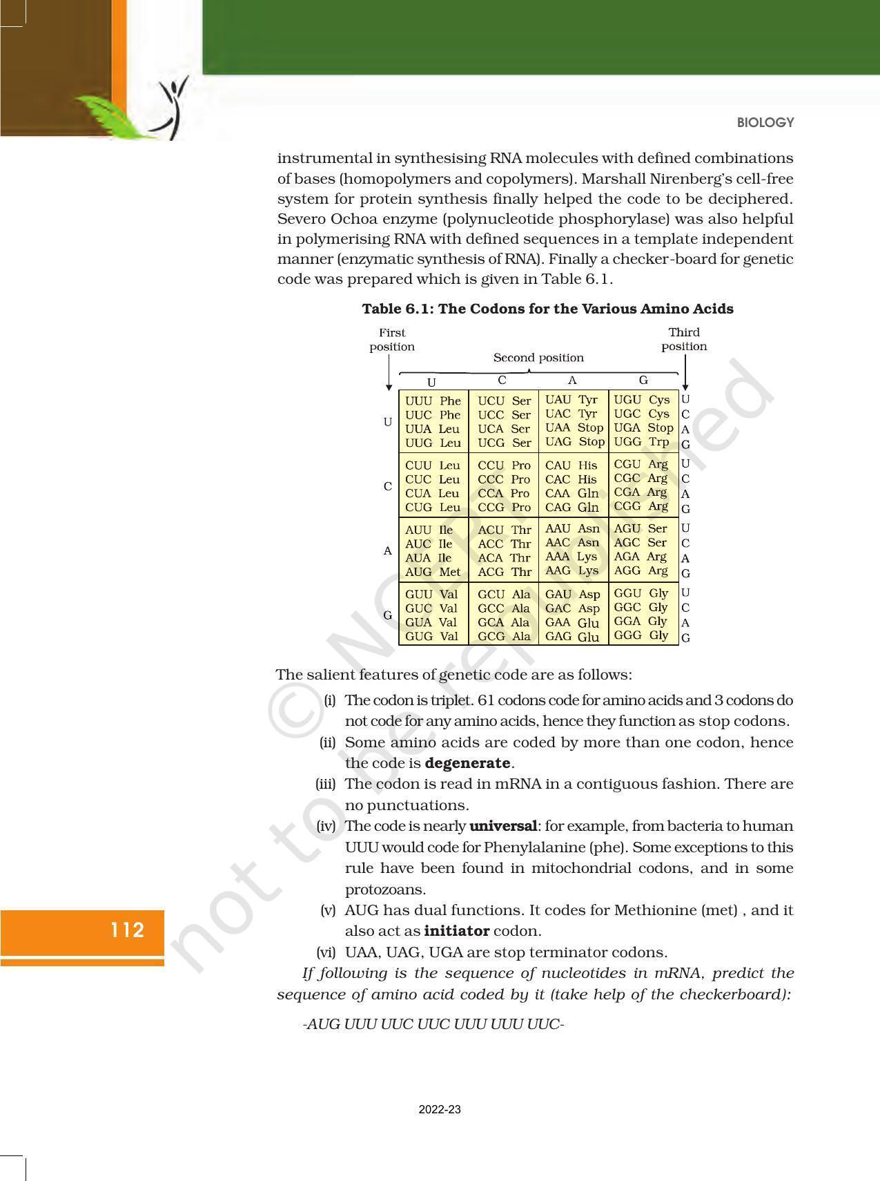 NCERT Book for Class 12 Biology Chapter 6 Molecular Basis of Inheritance - Page 18