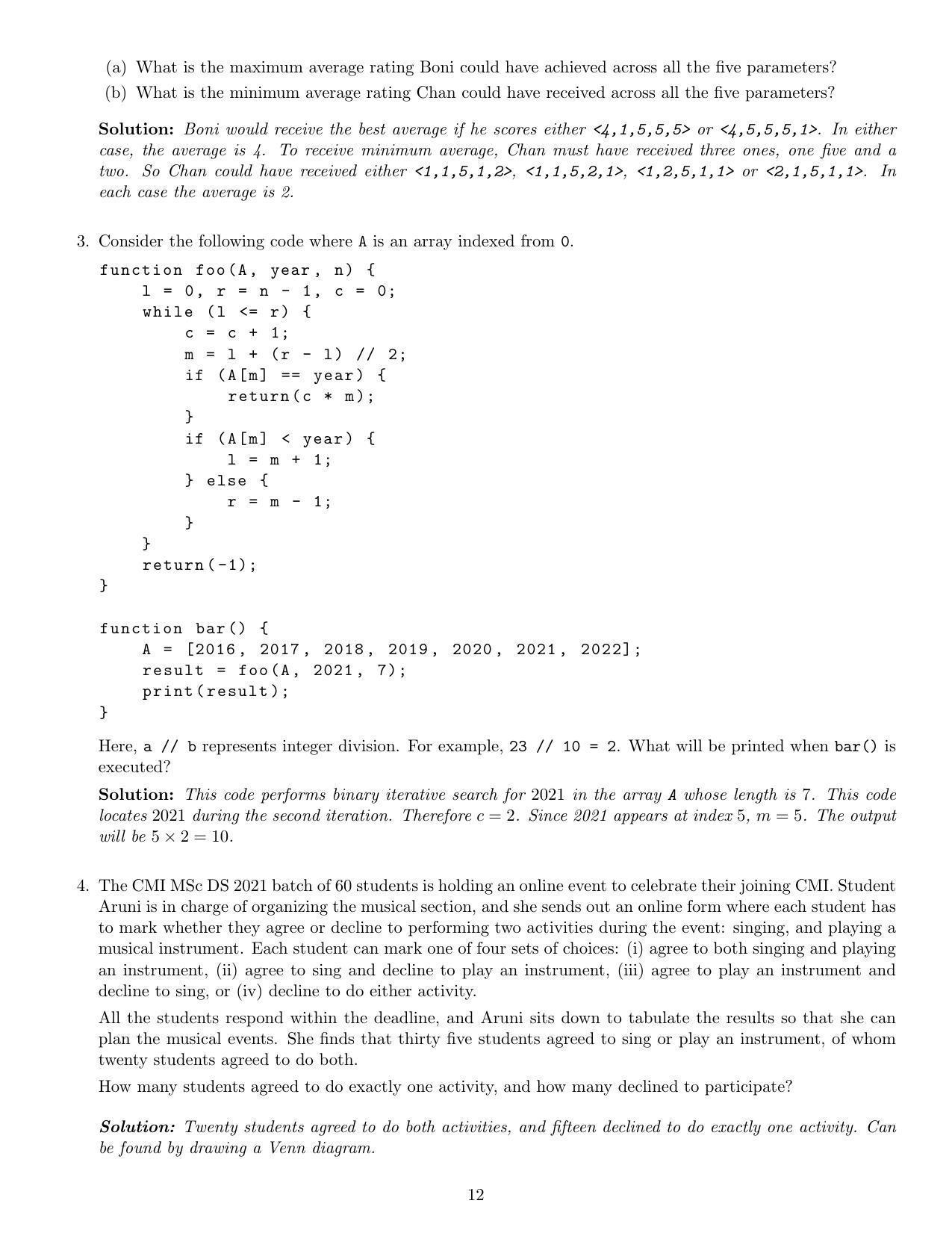 CMI Entrance Exam 2021 Solutions MSc Data Science - Page 12