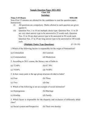UP Board Class 12 Sociology Model Papers 2023