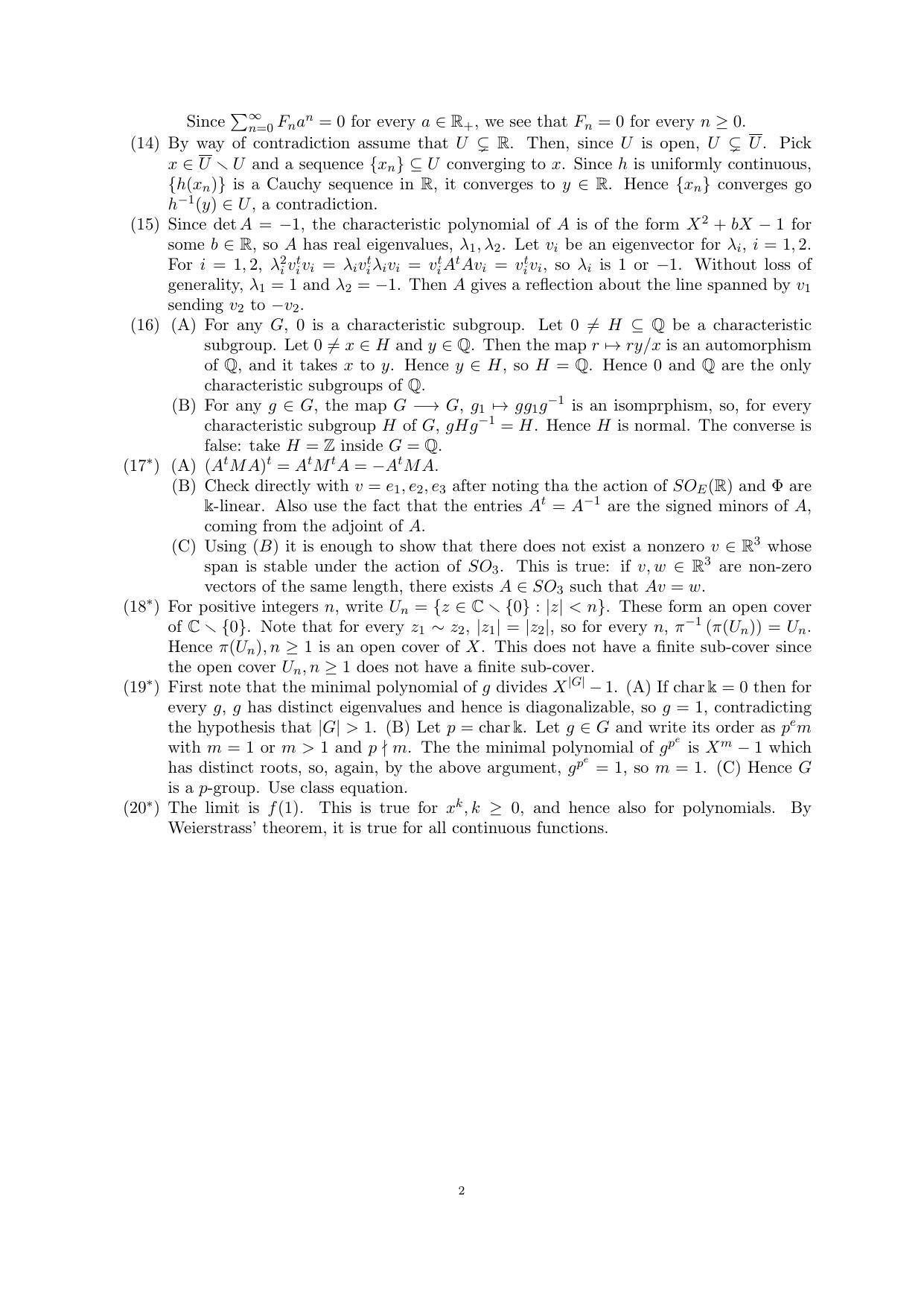 CMI Entrance Exam 2018 Solutions MSc/PhD Mathematics - Page 2