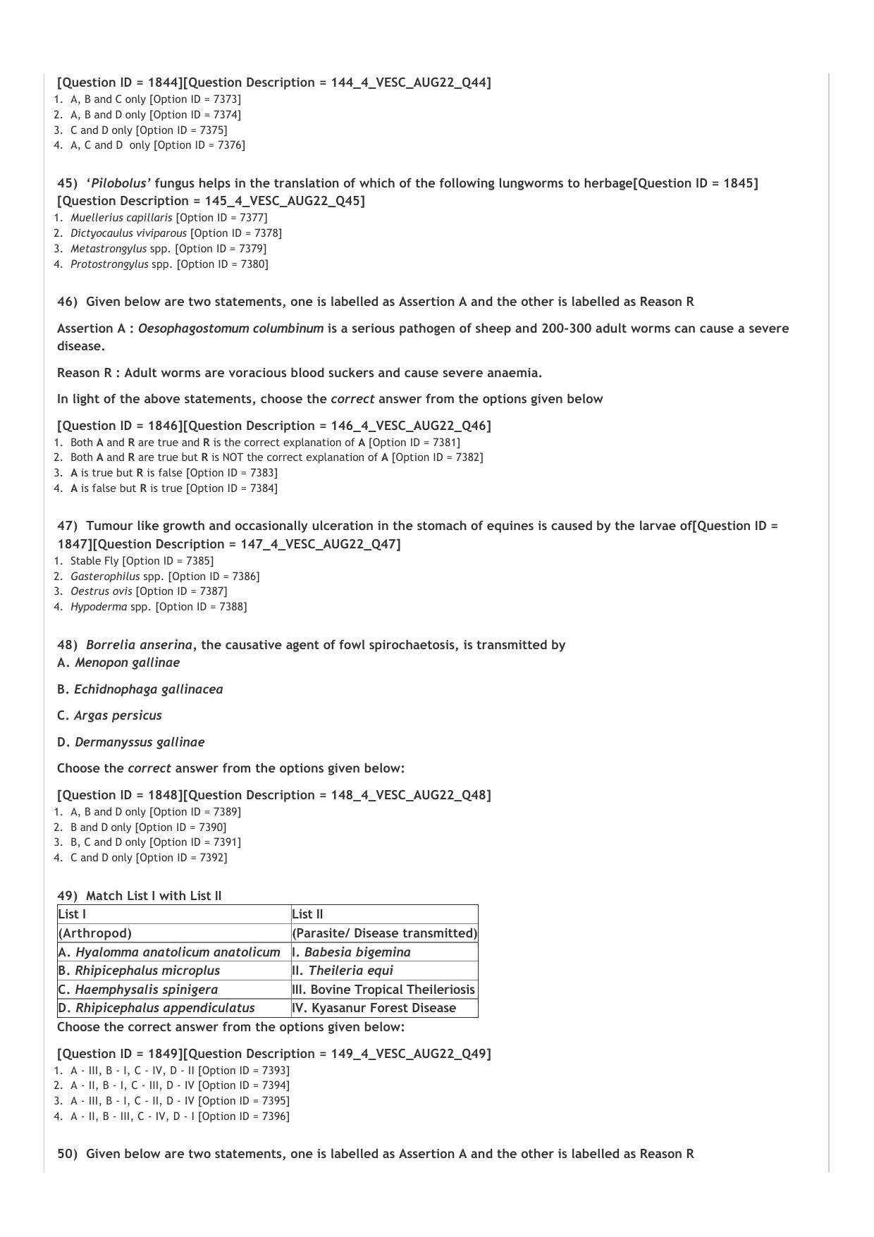 ICAR AIEEA PG 2022 VETERINARY SCIENCE Question Paper - Page 10