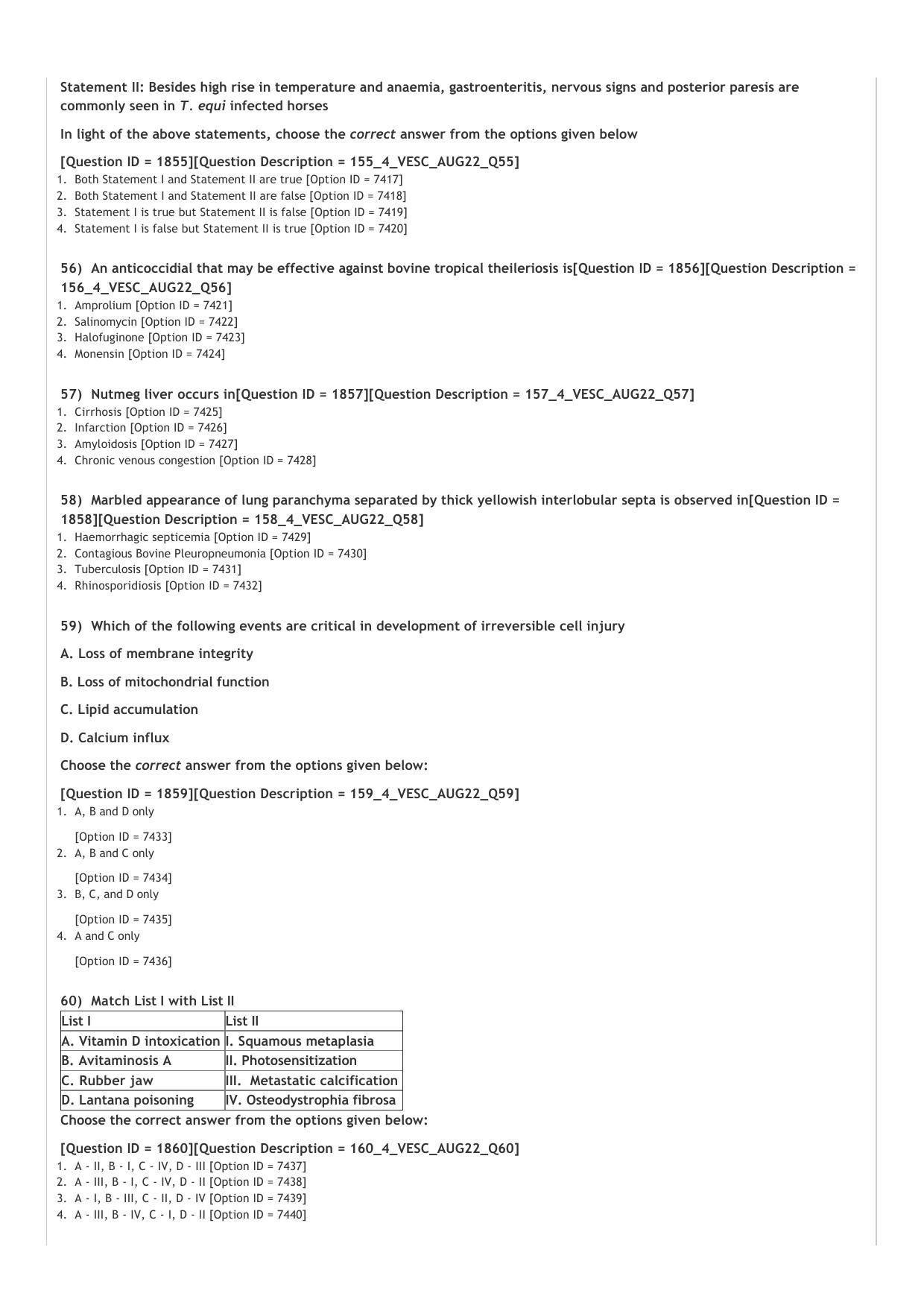 ICAR AIEEA PG 2022 VETERINARY SCIENCE Question Paper - Page 12