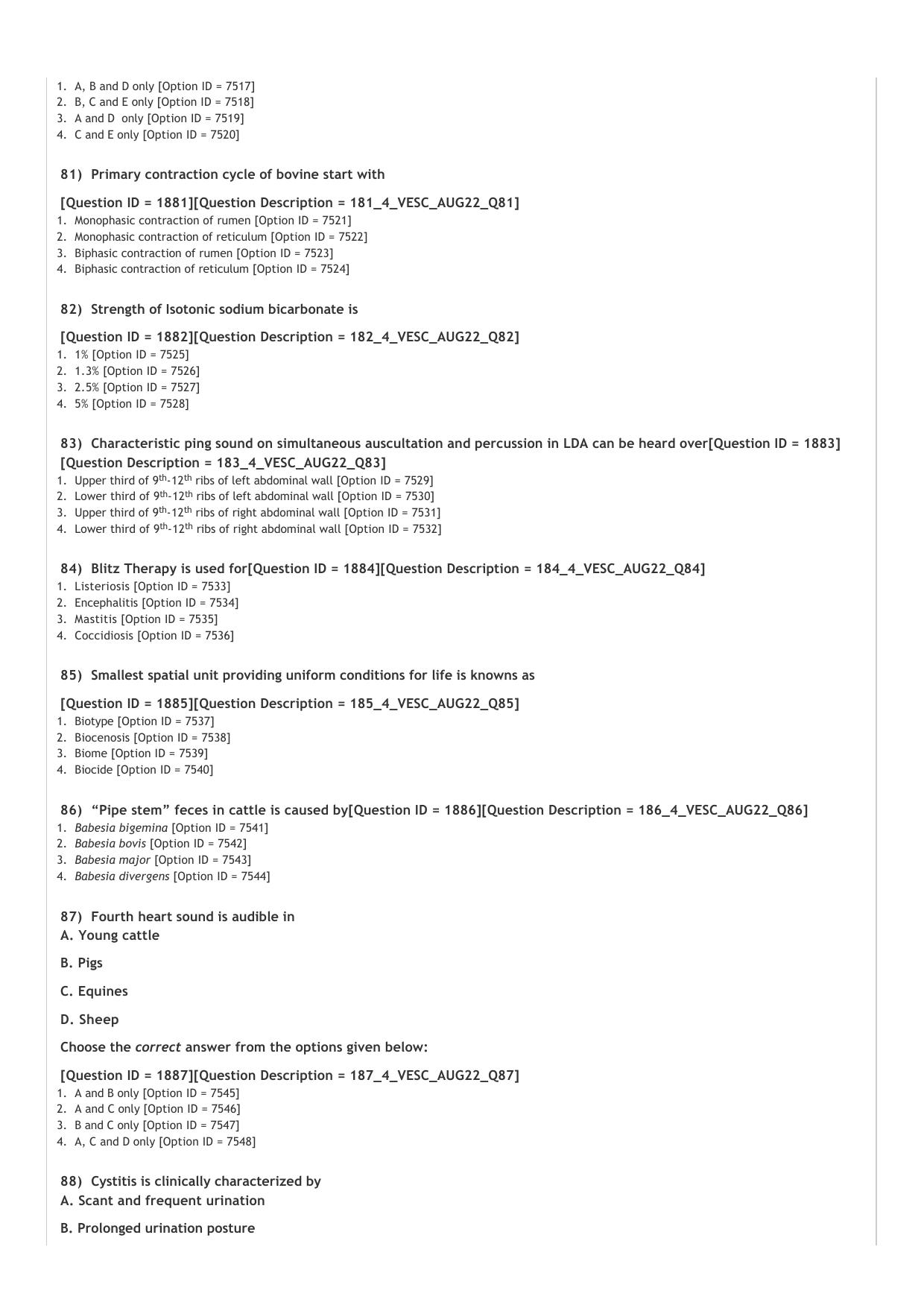 ICAR AIEEA PG 2022 VETERINARY SCIENCE Question Paper - Page 17