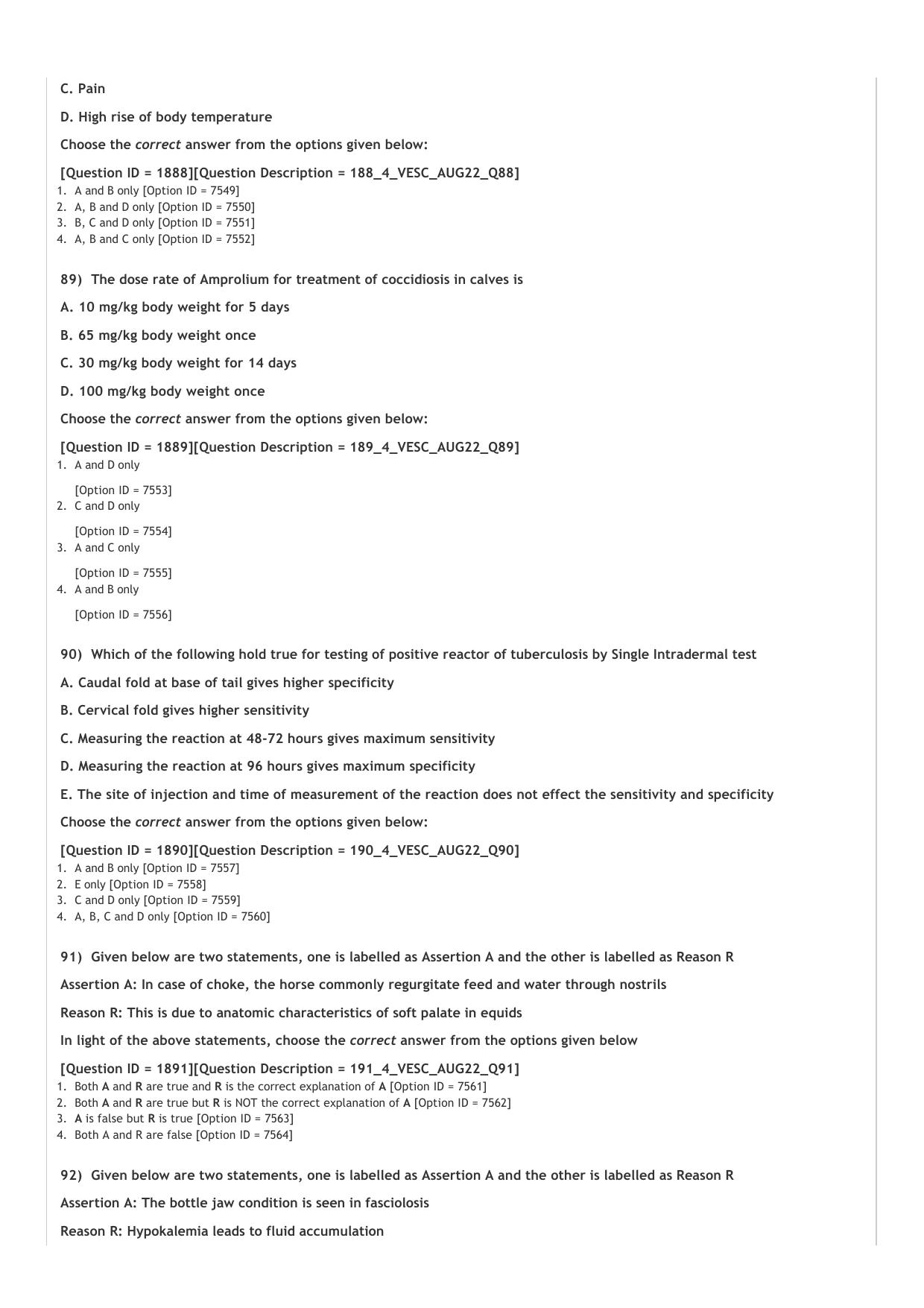ICAR AIEEA PG 2022 VETERINARY SCIENCE Question Paper - Page 18