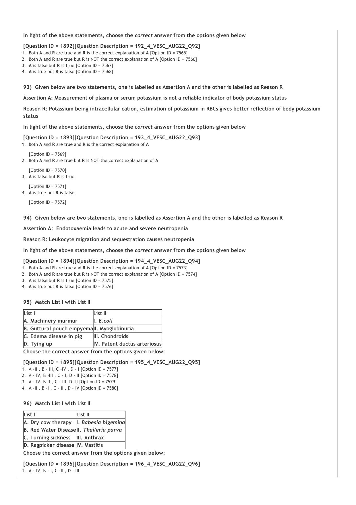 ICAR AIEEA PG 2022 VETERINARY SCIENCE Question Paper - Page 19