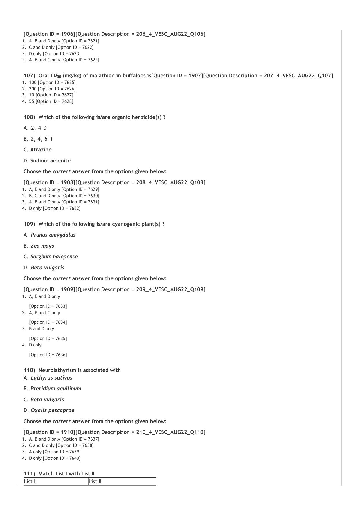 ICAR AIEEA PG 2022 VETERINARY SCIENCE Question Paper - Page 22