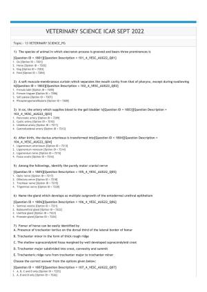 ICAR AIEEA PG 2022 VETERINARY SCIENCE Question Paper