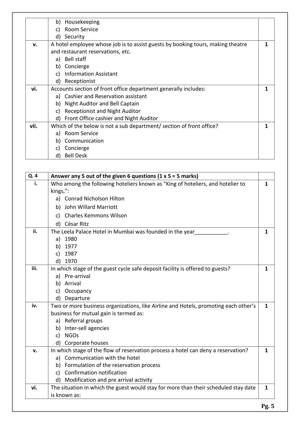 CBSE Class 12 (Skill Education) Front Office Operations 2024 Sample Paper - Page 5