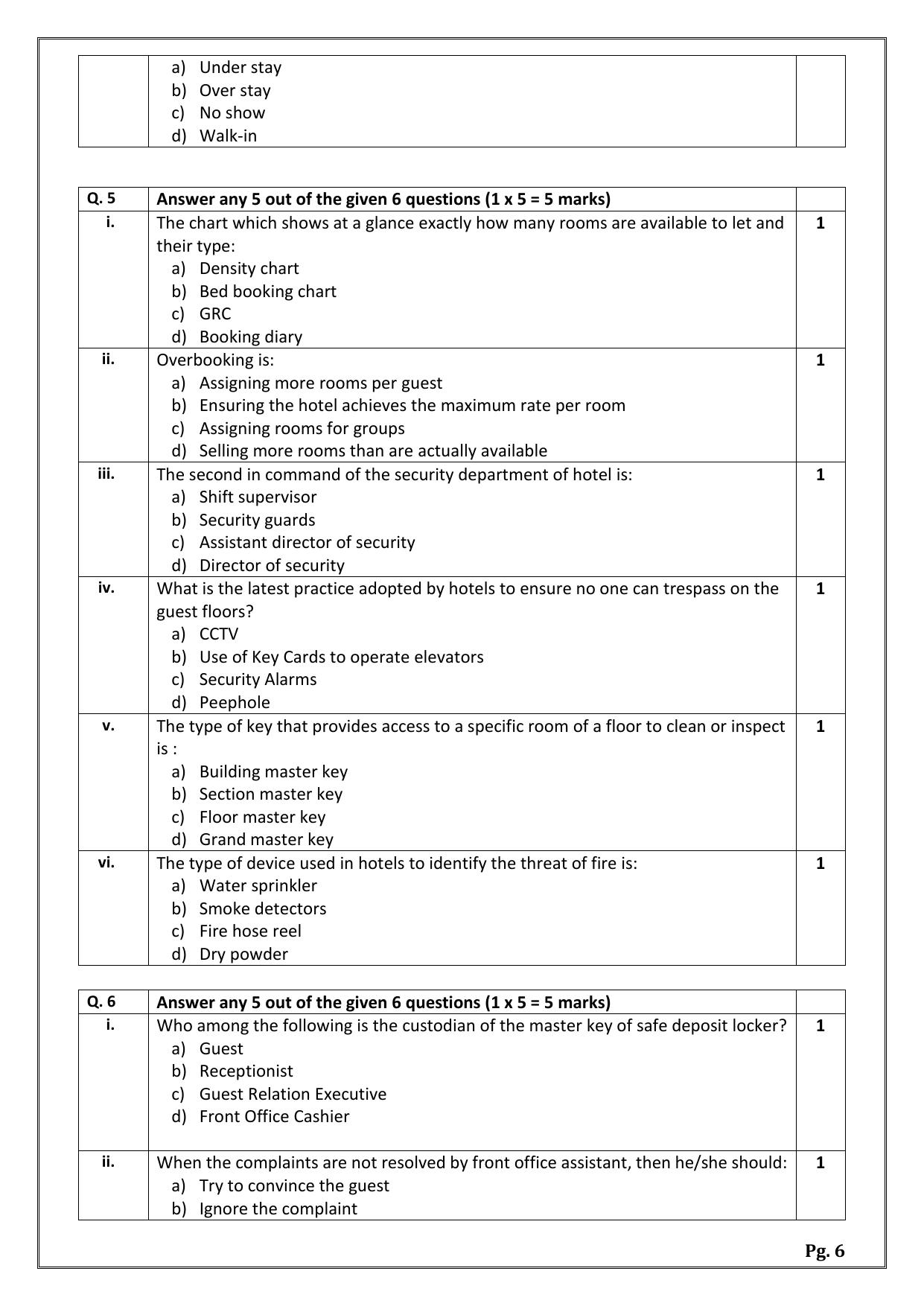 CBSE Class 12 (Skill Education) Front Office Operations 2024 Sample Paper - Page 6