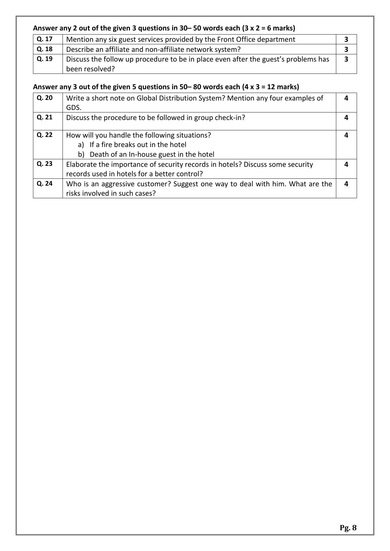 CBSE Class 12 (Skill Education) Front Office Operations 2024 Sample Paper - Page 8