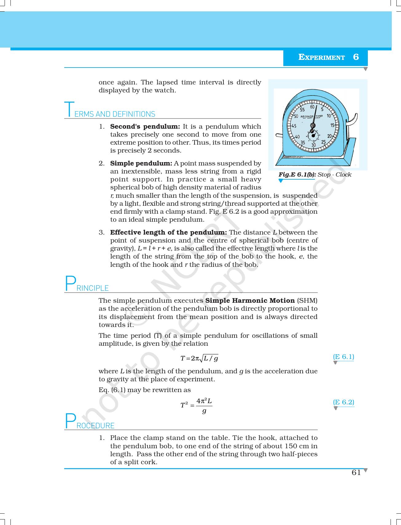 NCERT Laboratory Manuals for Class XI Physics - Experiments (6 & 7) - Page 2