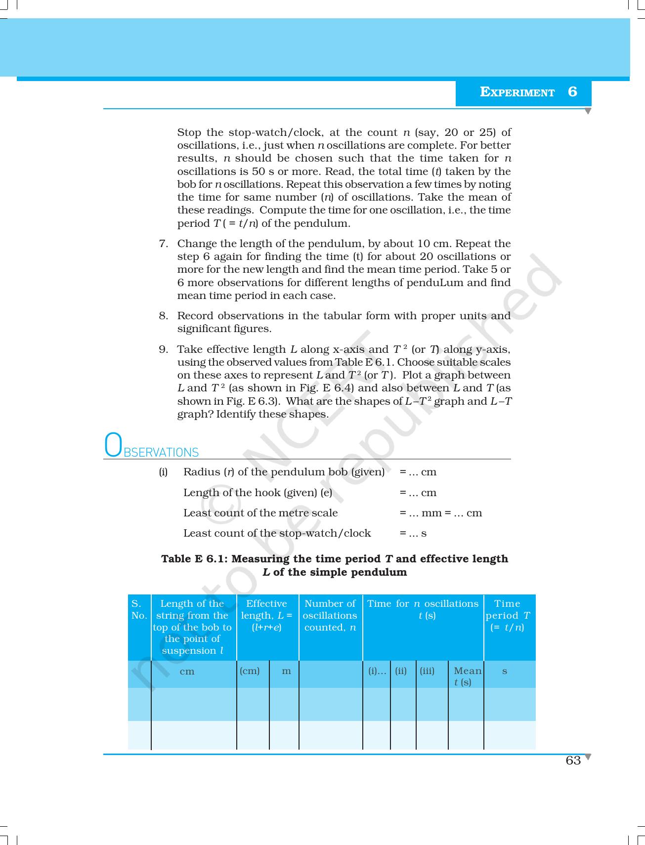 NCERT Laboratory Manuals for Class XI Physics - Experiments (6 & 7) - Page 4