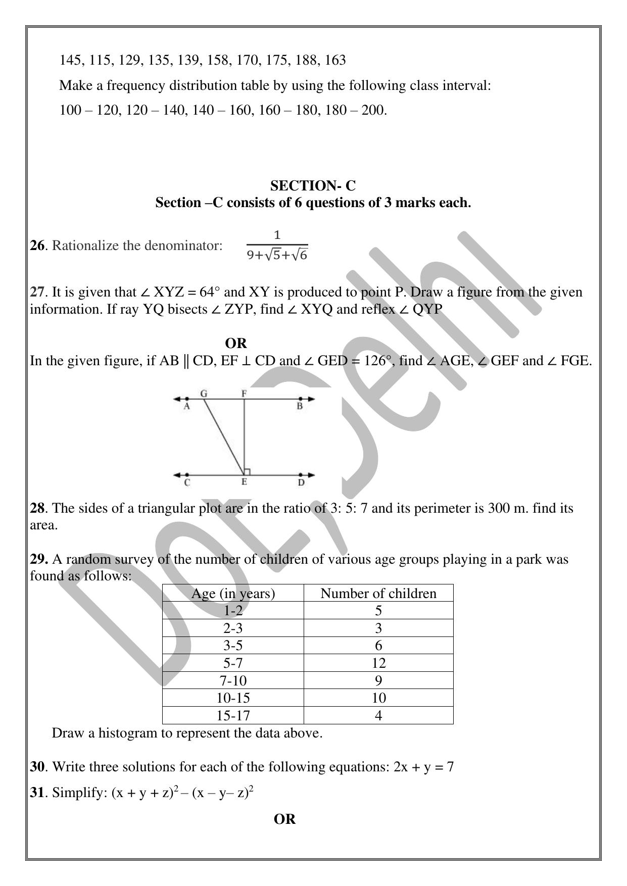 Edudel Class 9 Math (English) Practice Papers-1 (2023-24) - Page 5