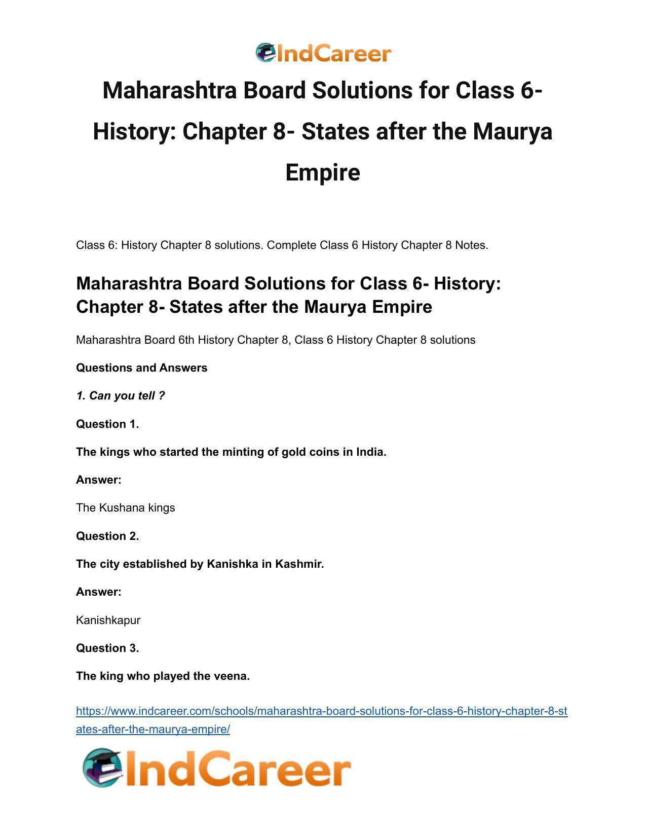 Maharashtra Board Solutions for Class 6- History: Chapter 8- States after the Maurya Empire - Page 2