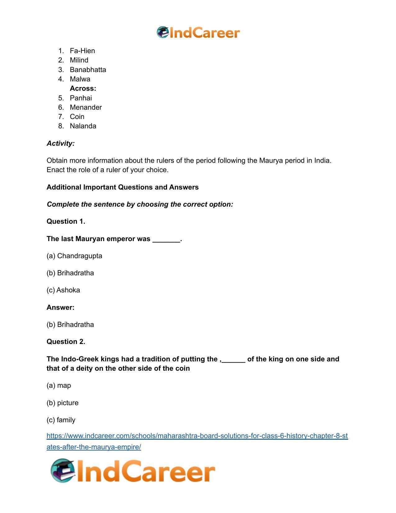 Maharashtra Board Solutions for Class 6- History: Chapter 8- States after the Maurya Empire - Page 6