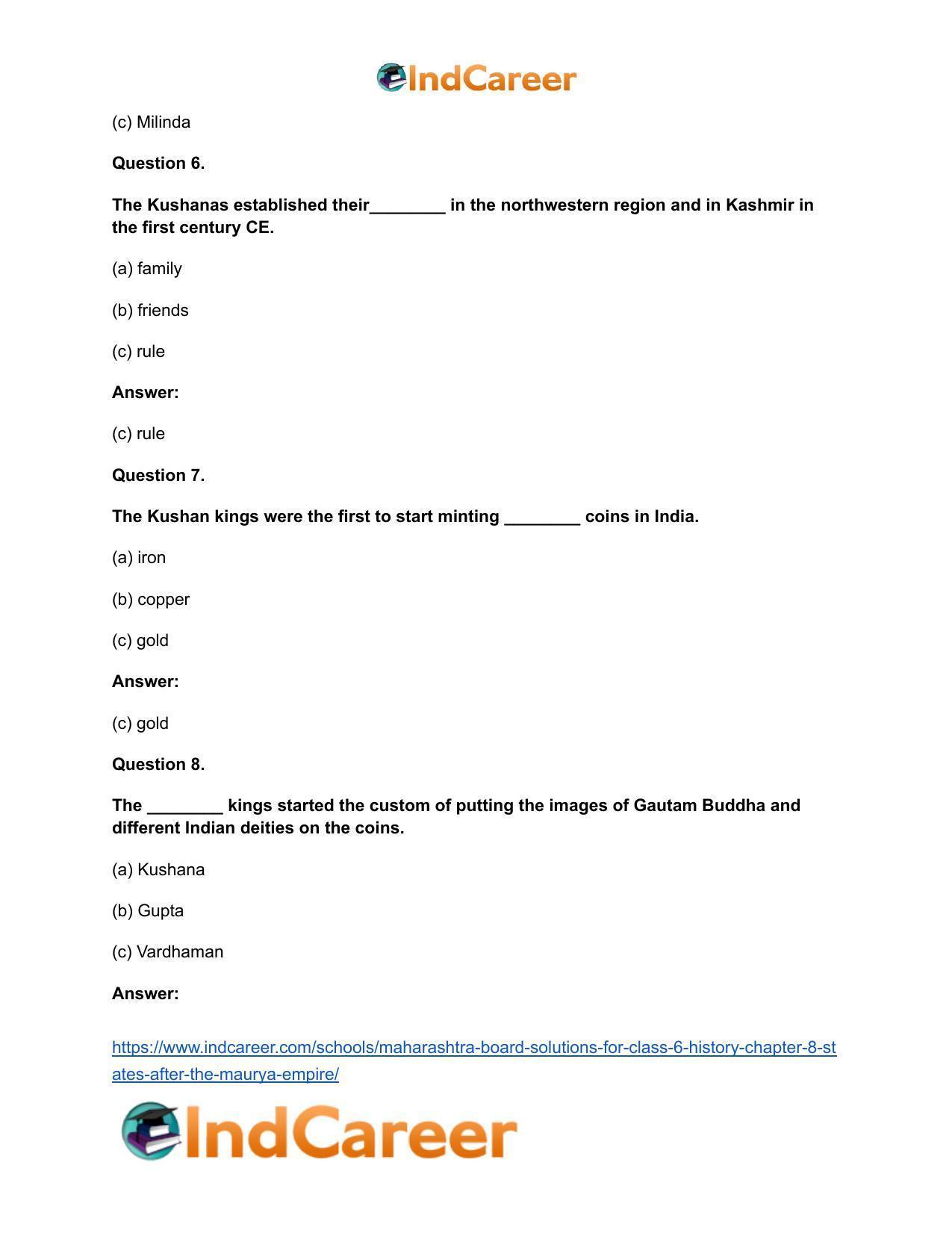 Maharashtra Board Solutions for Class 6- History: Chapter 8- States after the Maurya Empire - Page 8
