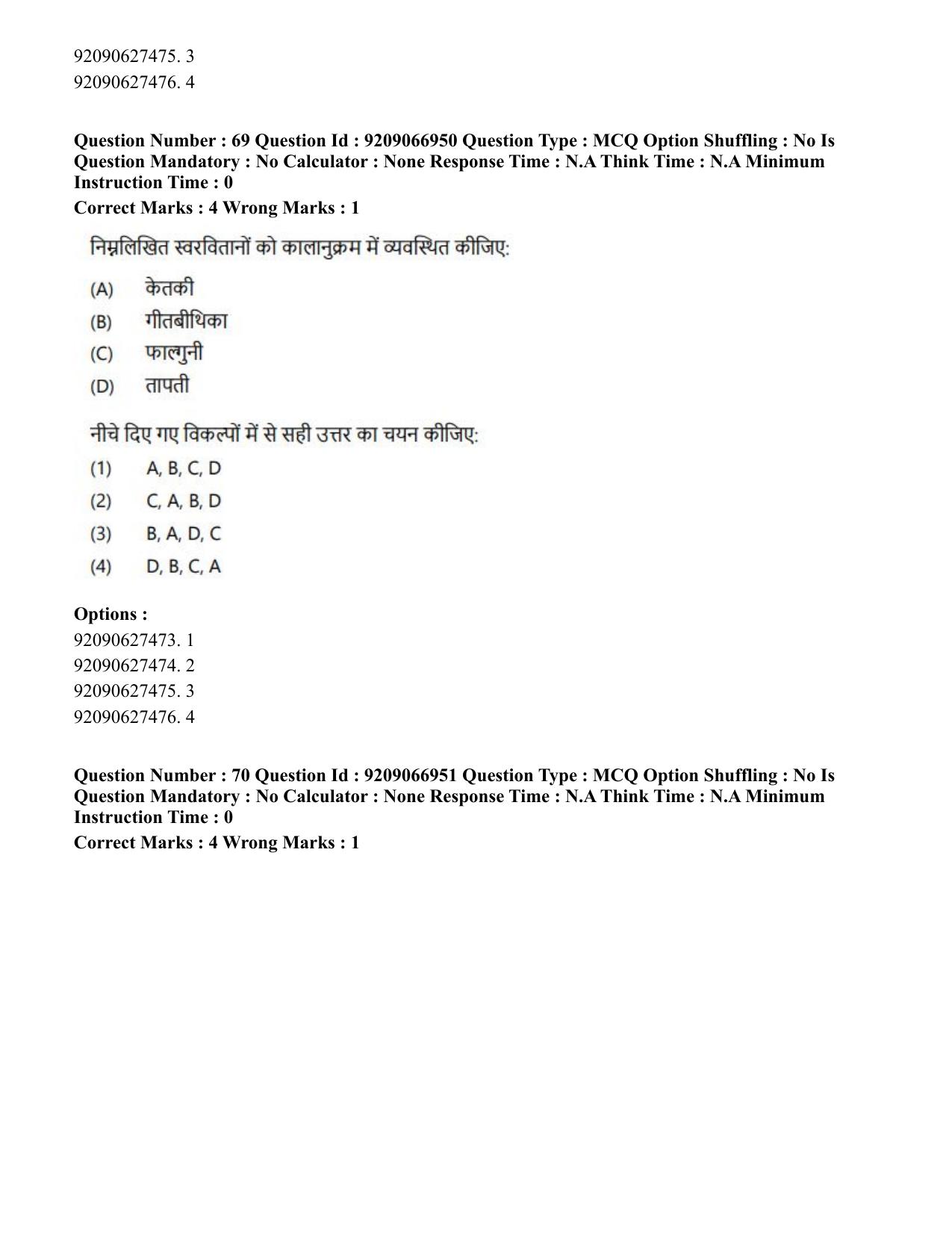 CUET PG 2023: HUQP26 – Rabindra Sangeet (Eng.)-shift 1 (08-06-2023) Question Paper - Page 63