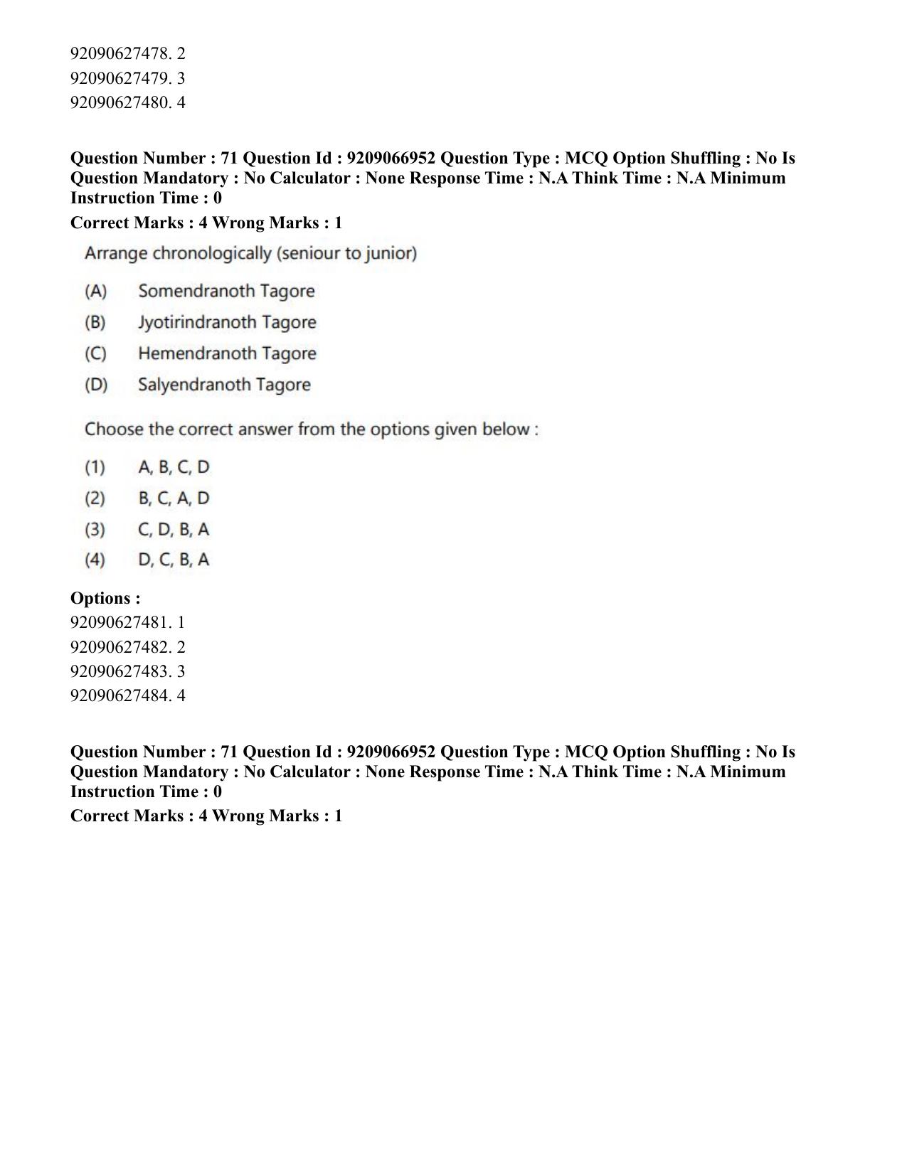 CUET PG 2023: HUQP26 – Rabindra Sangeet (Eng.)-shift 1 (08-06-2023) Question Paper - Page 65