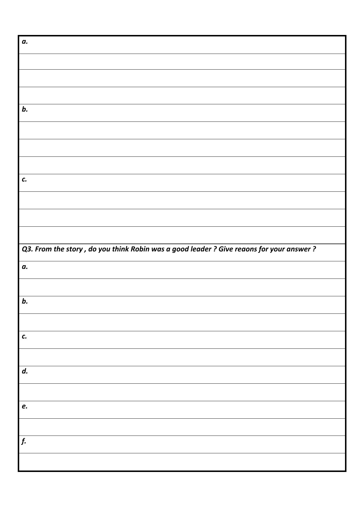 Worksheet for Class 5 English Robinhood and Little John Assignment - Page 3