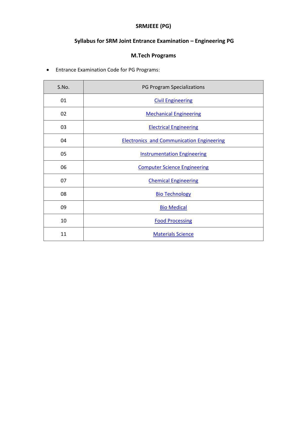 SRMJEEE PG Syllabus - Page 1