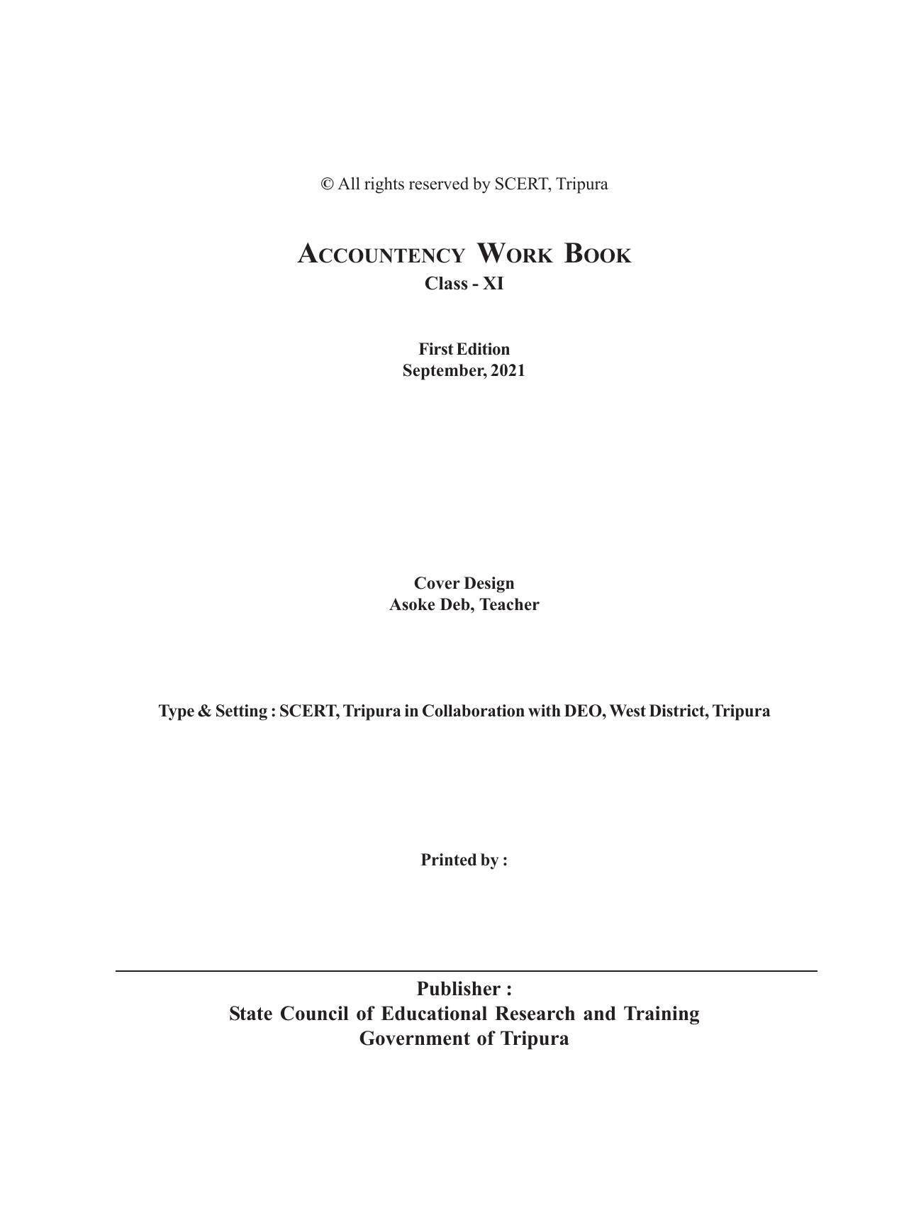 Tripura Board Class 11 Accountency Part-I & II English Version Workbooks - Page 2