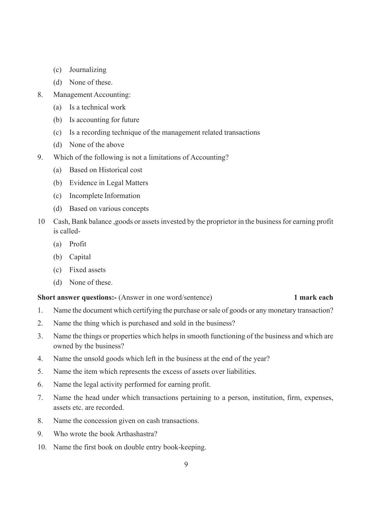 Tripura Board Class 11 Accountency Part-I & II English Version Workbooks - Page 13