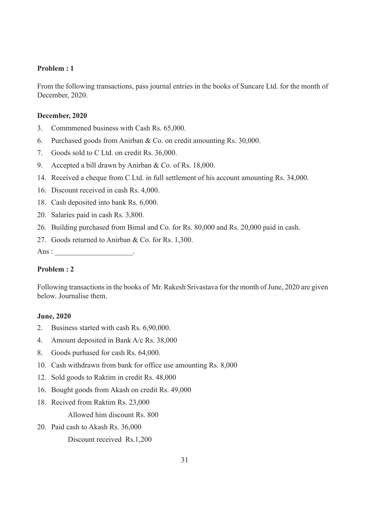 Tripura Board Class 11 Accountency Part-I & II English Version Workbooks - Page 35