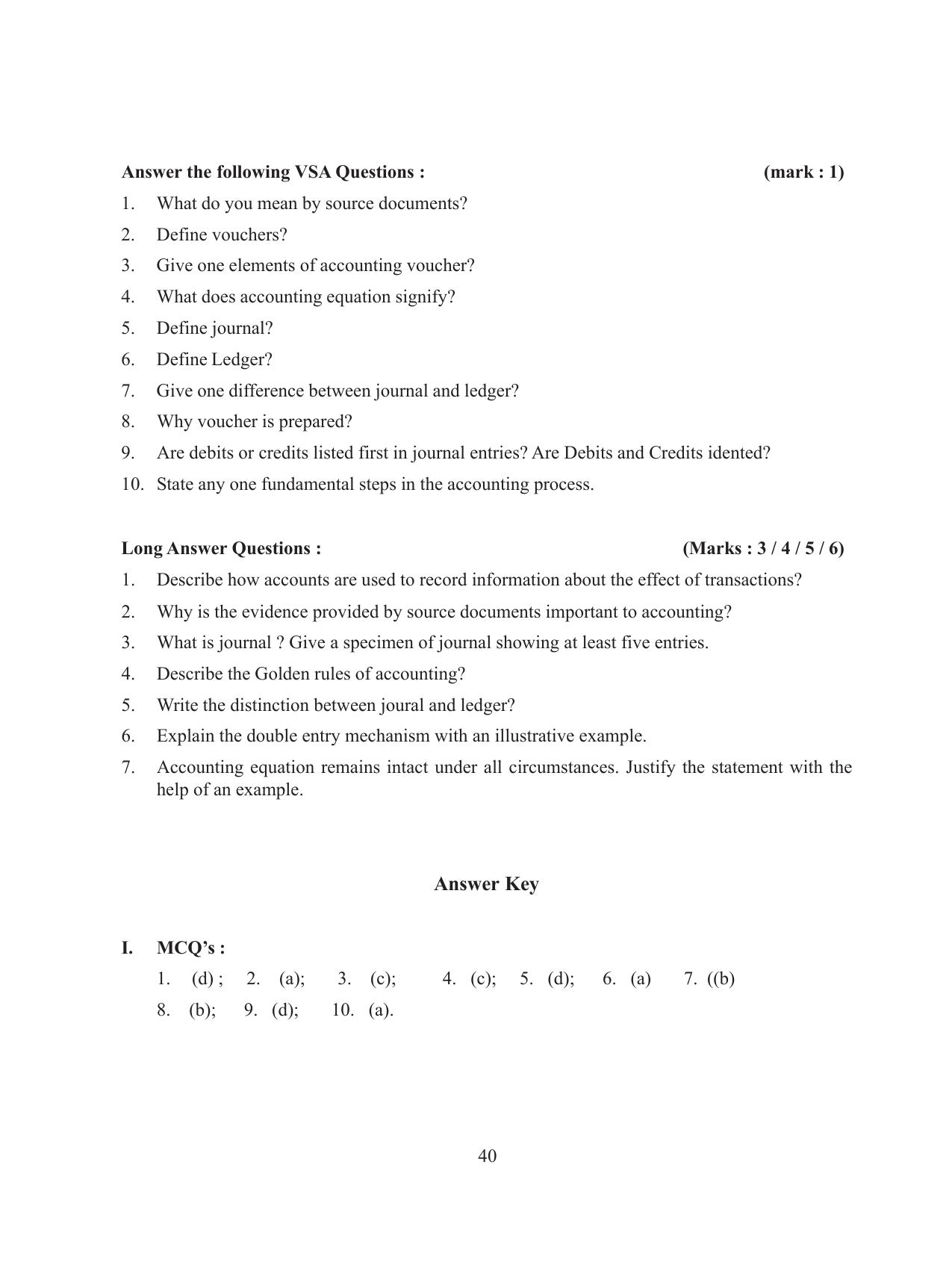 Tripura Board Class 11 Accountency Part-I & II English Version Workbooks - Page 44