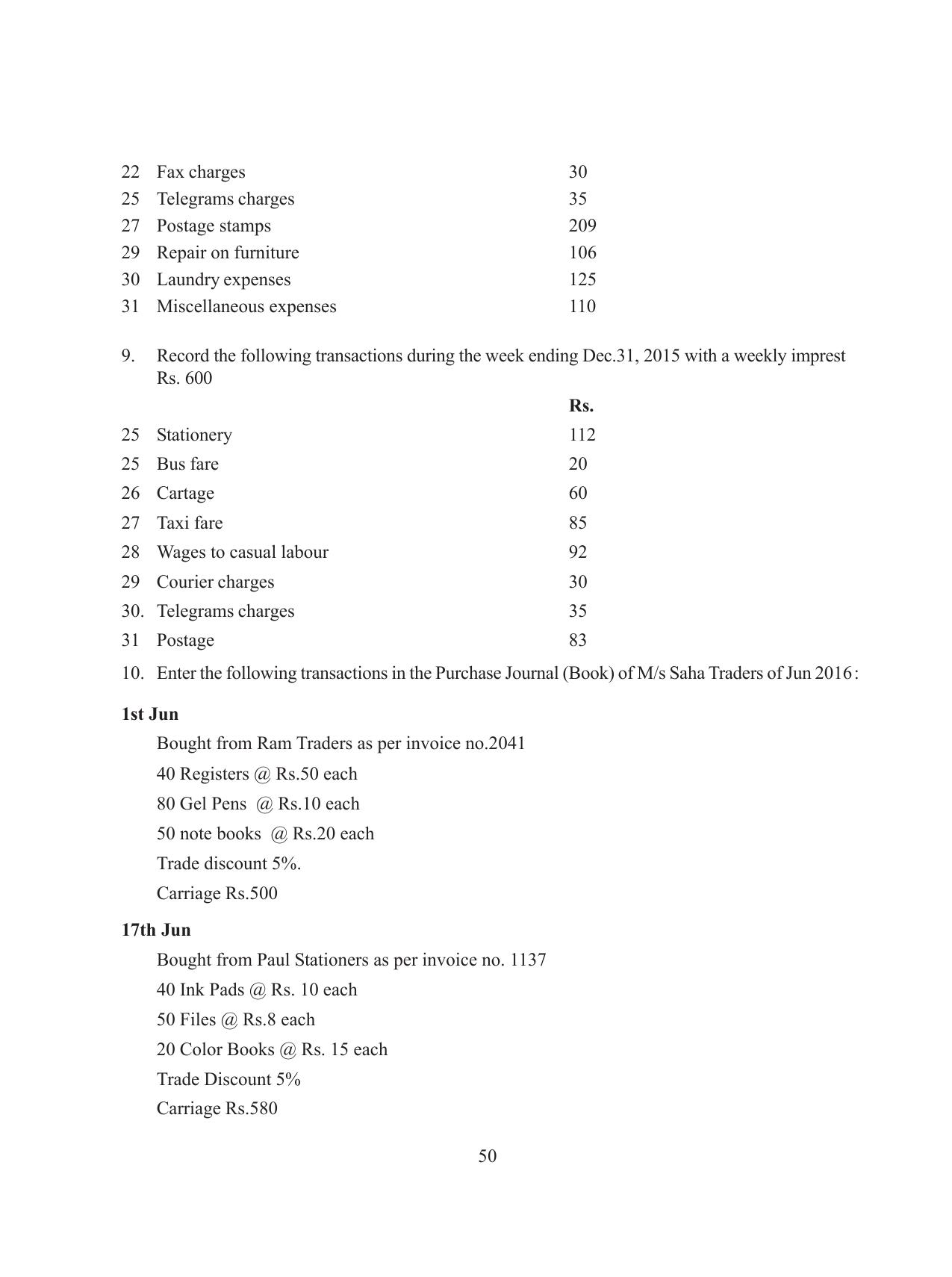 Tripura Board Class 11 Accountency Part-I & II English Version Workbooks - Page 54