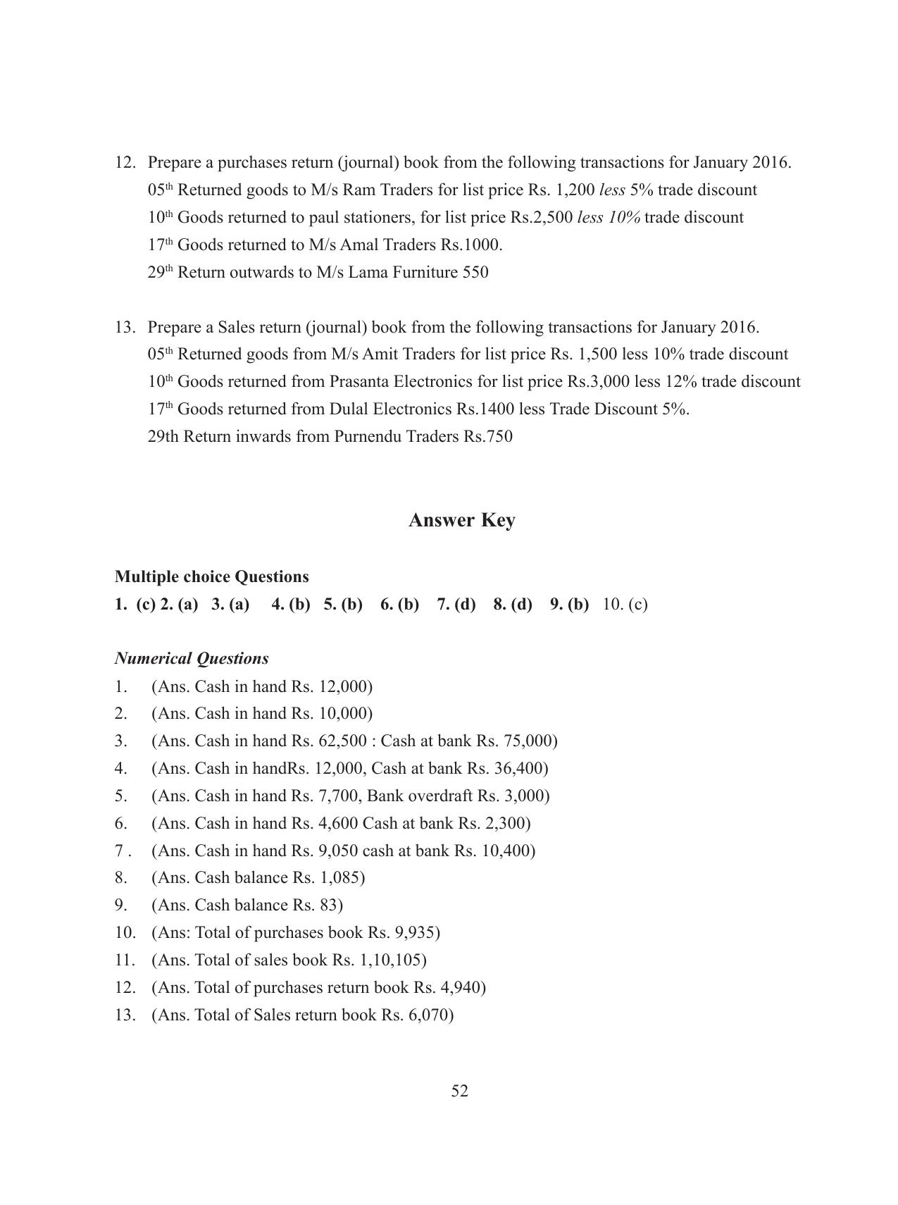 Tripura Board Class 11 Accountency Part-I & II English Version Workbooks - Page 56