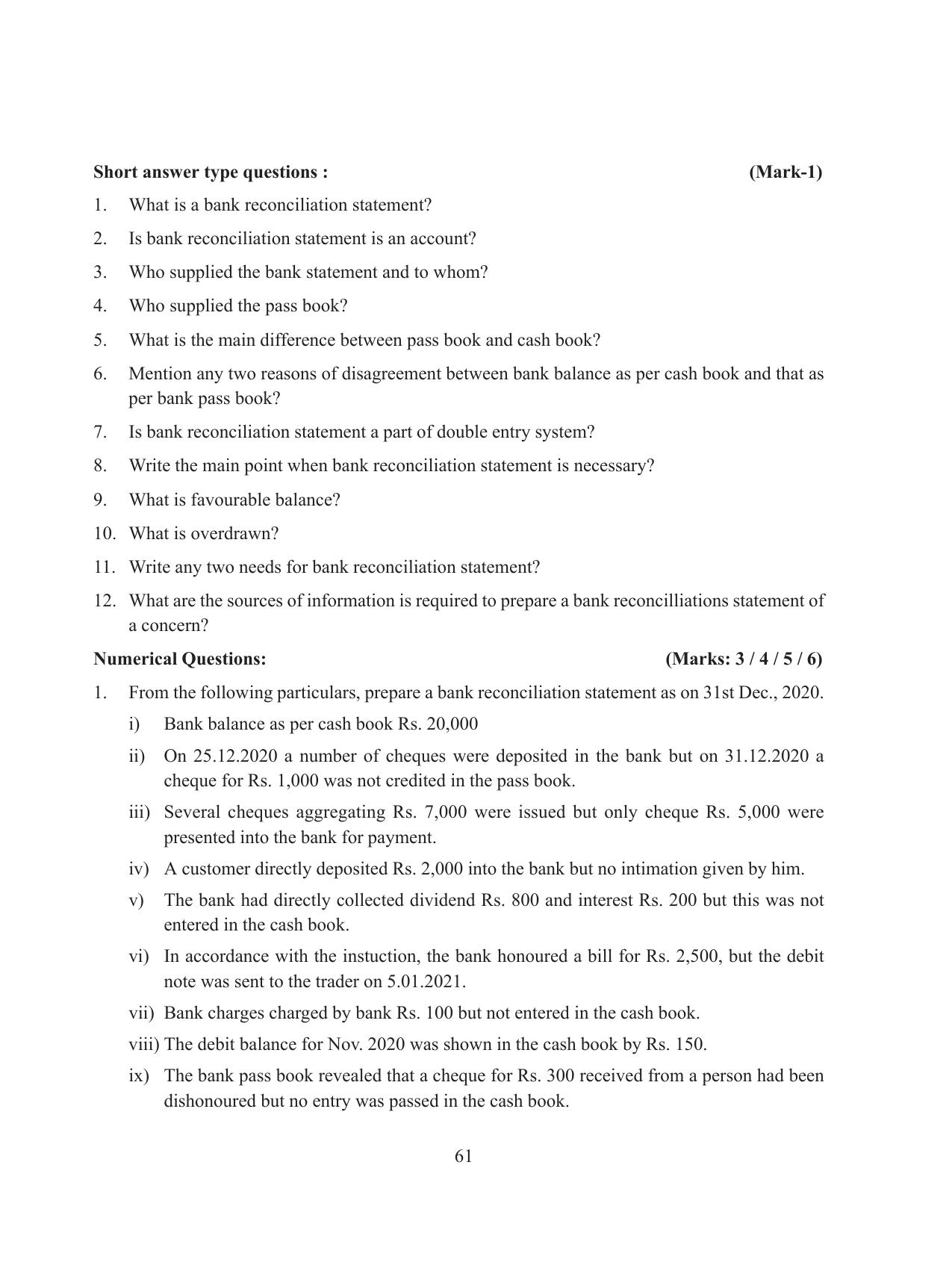 Tripura Board Class 11 Accountency Part-I & II English Version Workbooks - Page 65